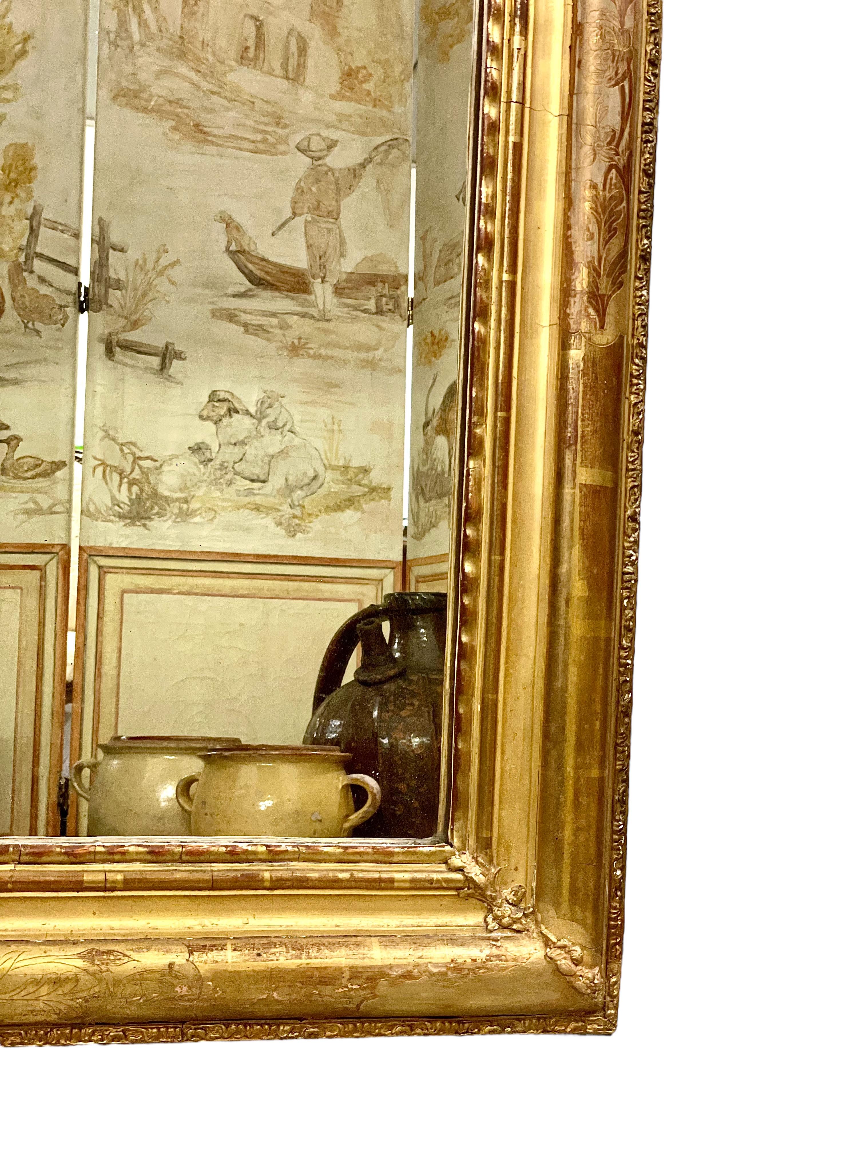 Specchio ornato in legno dorato Louis Philippe del XIX secolo in vendita 2