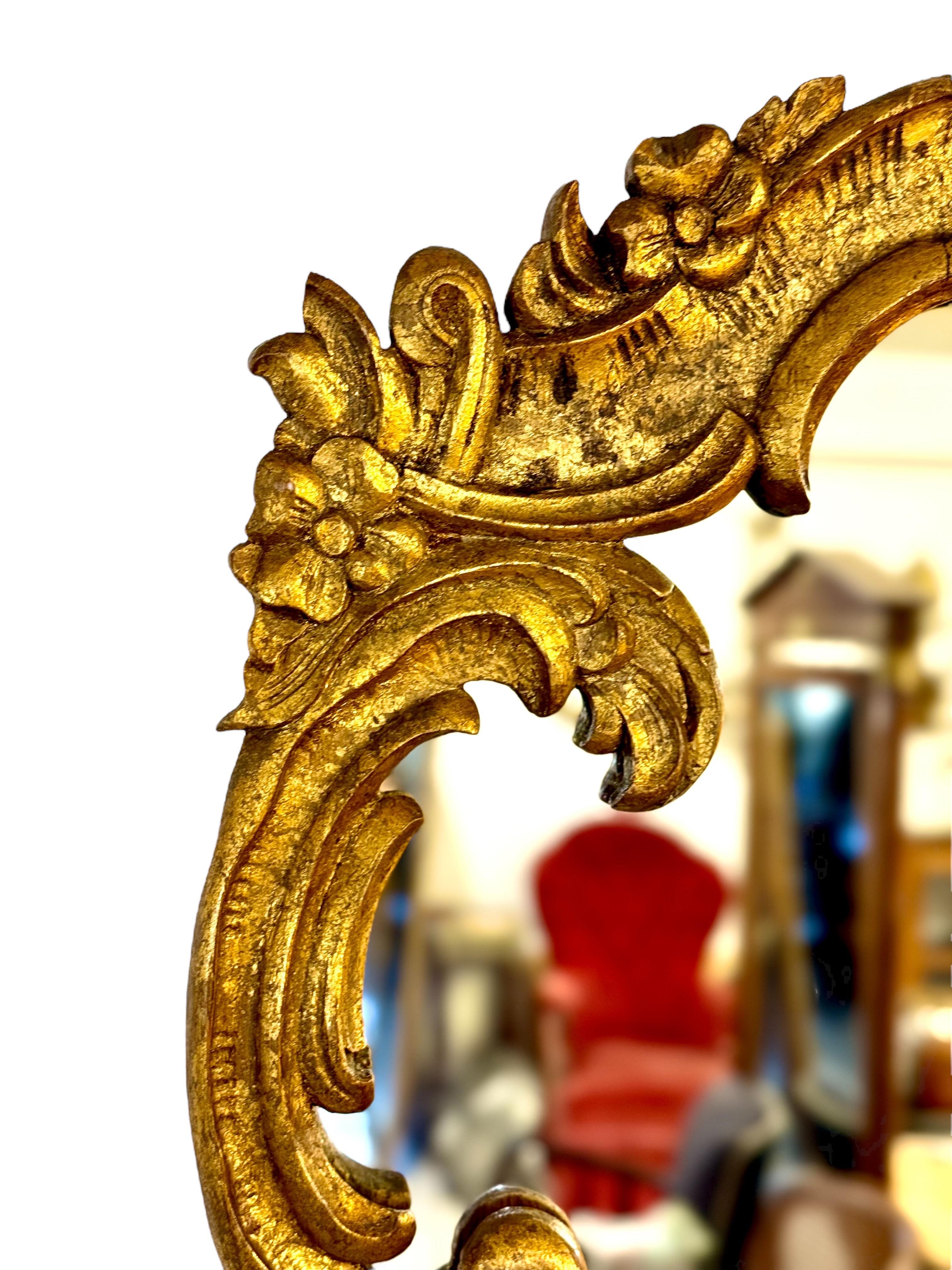 French 19th Century Ornate Rococo Giltwood Mirror For Sale