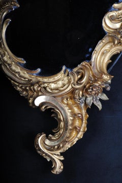 19th Century Ornate Rococo Mirror, Solid Wood Gilded in 1870, Paris