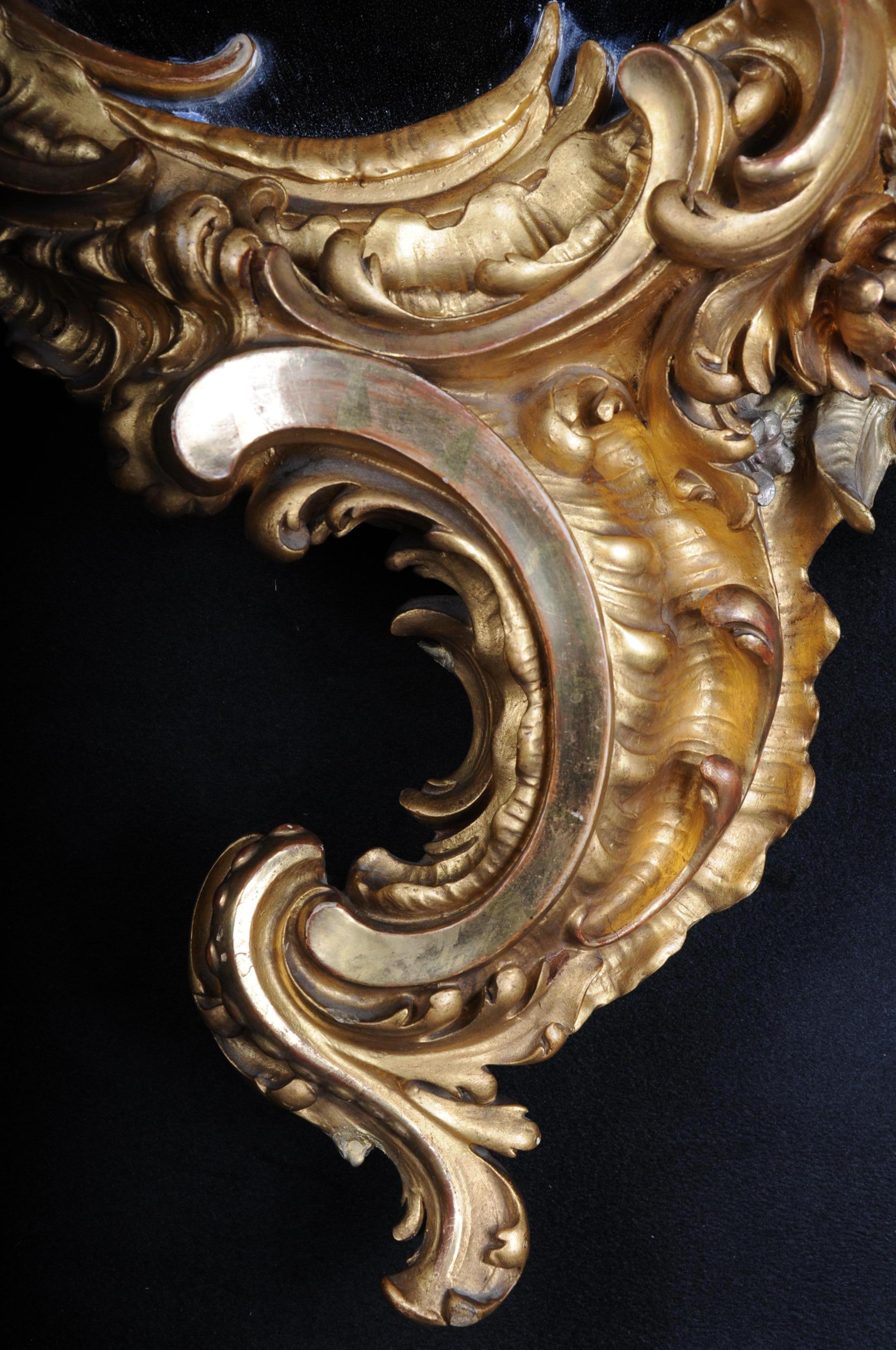 19th Century Ornate Rococo Mirror, Solid Wood Gilded in 1870, Paris For Sale 2