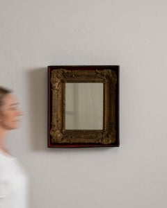 19th Century Ornate Rococo Wall Mirror in Dark Bronze Wood Frame