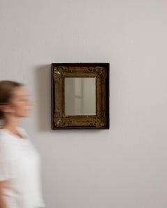 19th Century Ornate Rococo Wall Mirror in Dark Bronze Wood Frame