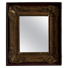 19th Century Ornate Rococo Wall Mirror in Dark Bronze Wood Frame