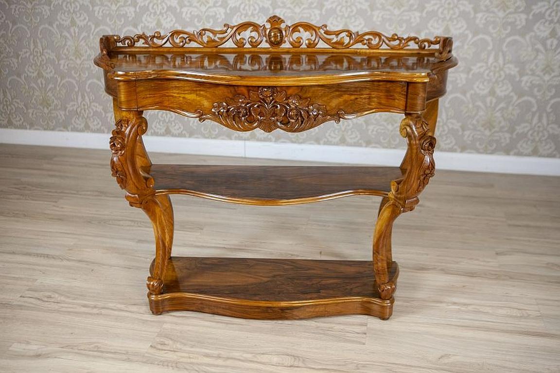 European 19th-Century Decorative Rosewood Wood and Veneer Console Table For Sale