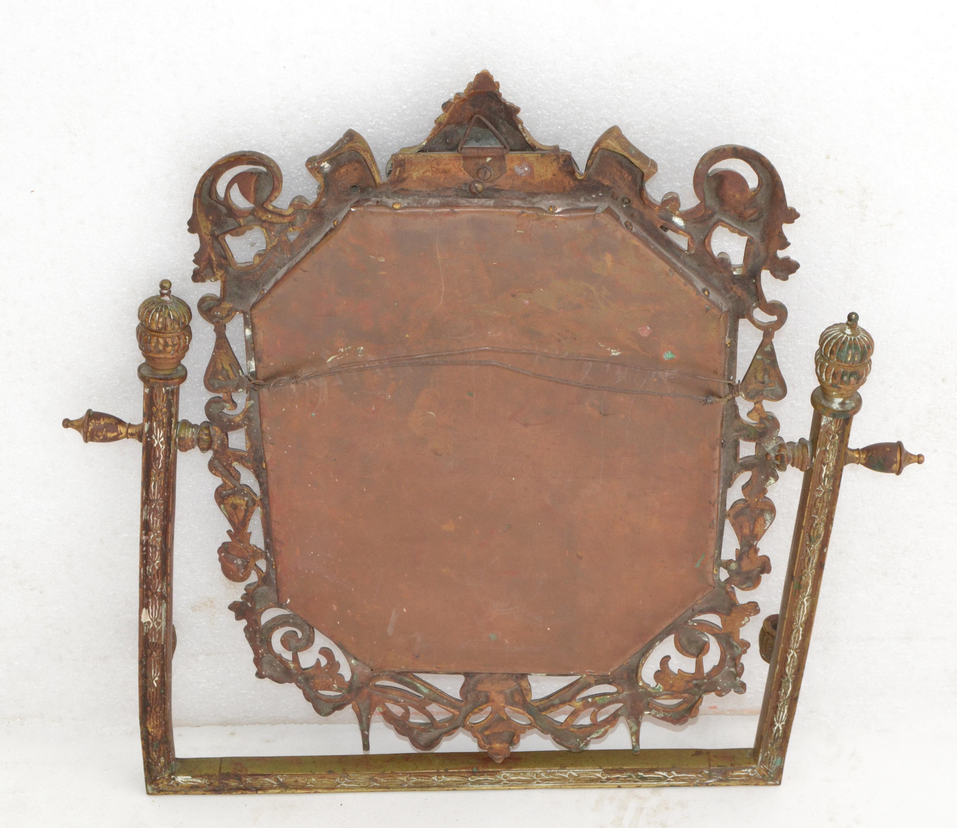 19th Century Ornate Sculpted Bronze Baroque Rectangle Beveled Wall Mirror For Sale 6