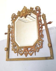 19th Century Ornate Sculpted Bronze Baroque Rectangle Beveled Wall Mirror