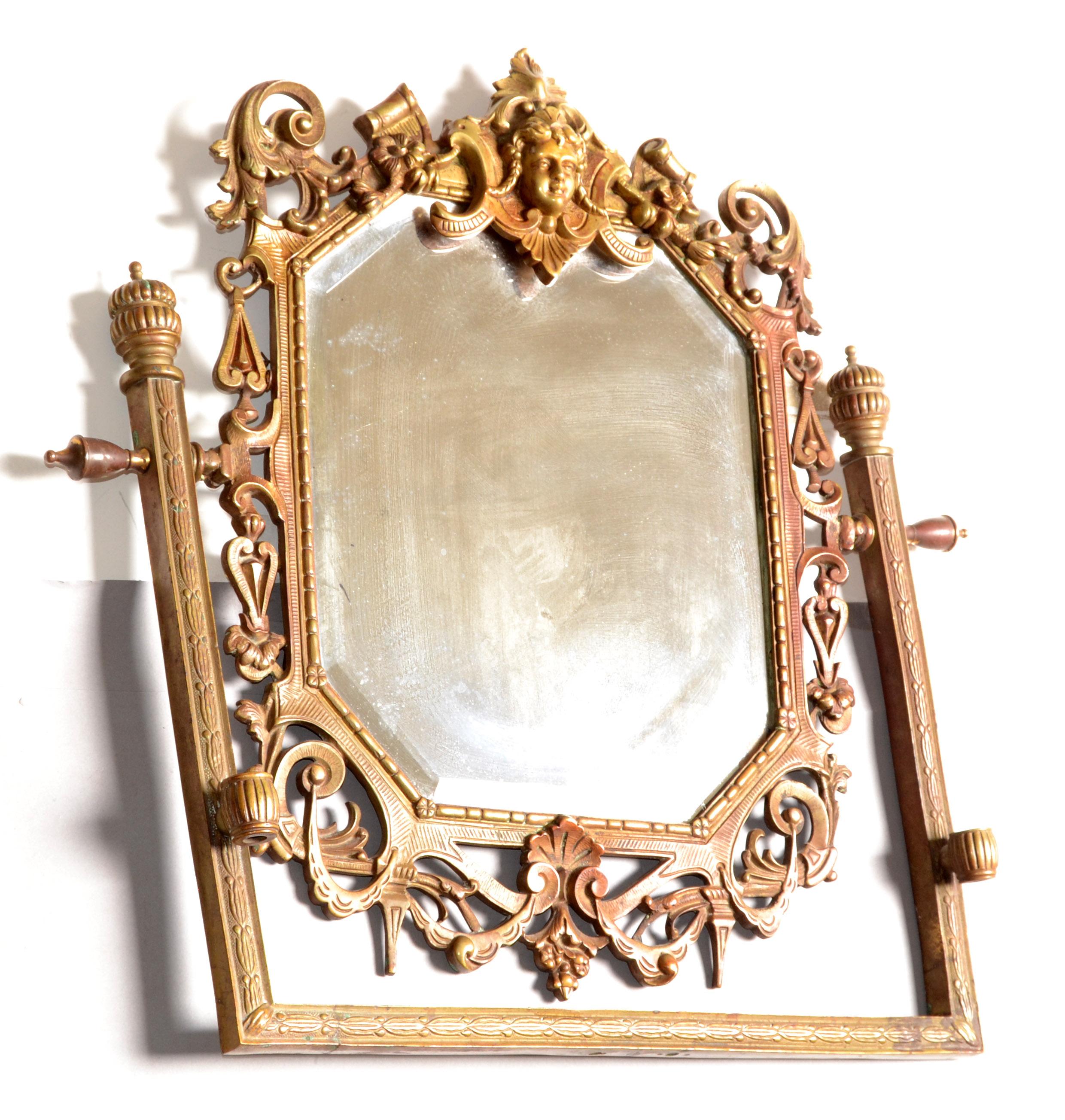 Late 19th Century 19th Century Ornate Sculpted Bronze Baroque Rectangle Beveled Wall Mirror For Sale