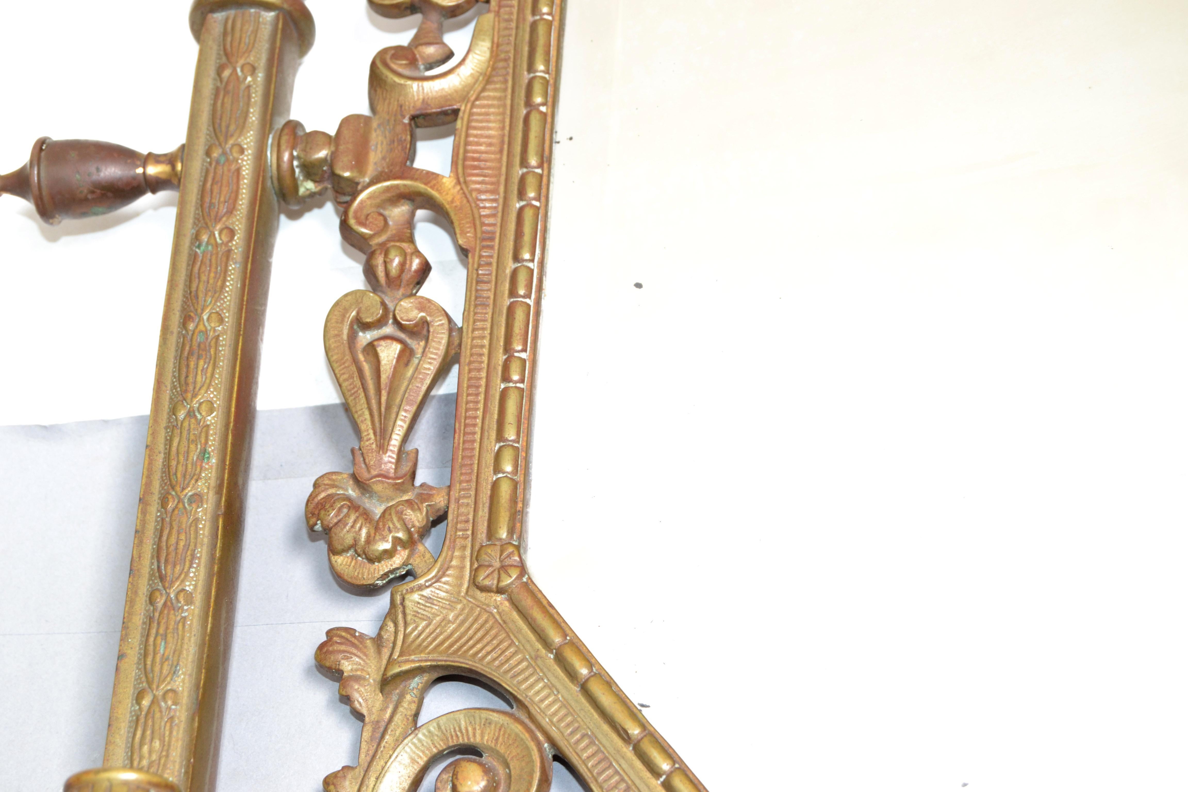 Espejo de pared biselado rectangular esculpido en bronce barroco del siglo XIX en Bueno estado para la venta en Miami, FL