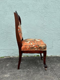 19th Century Ornate Walnut Floral Chinoiserie Style Desk Chair