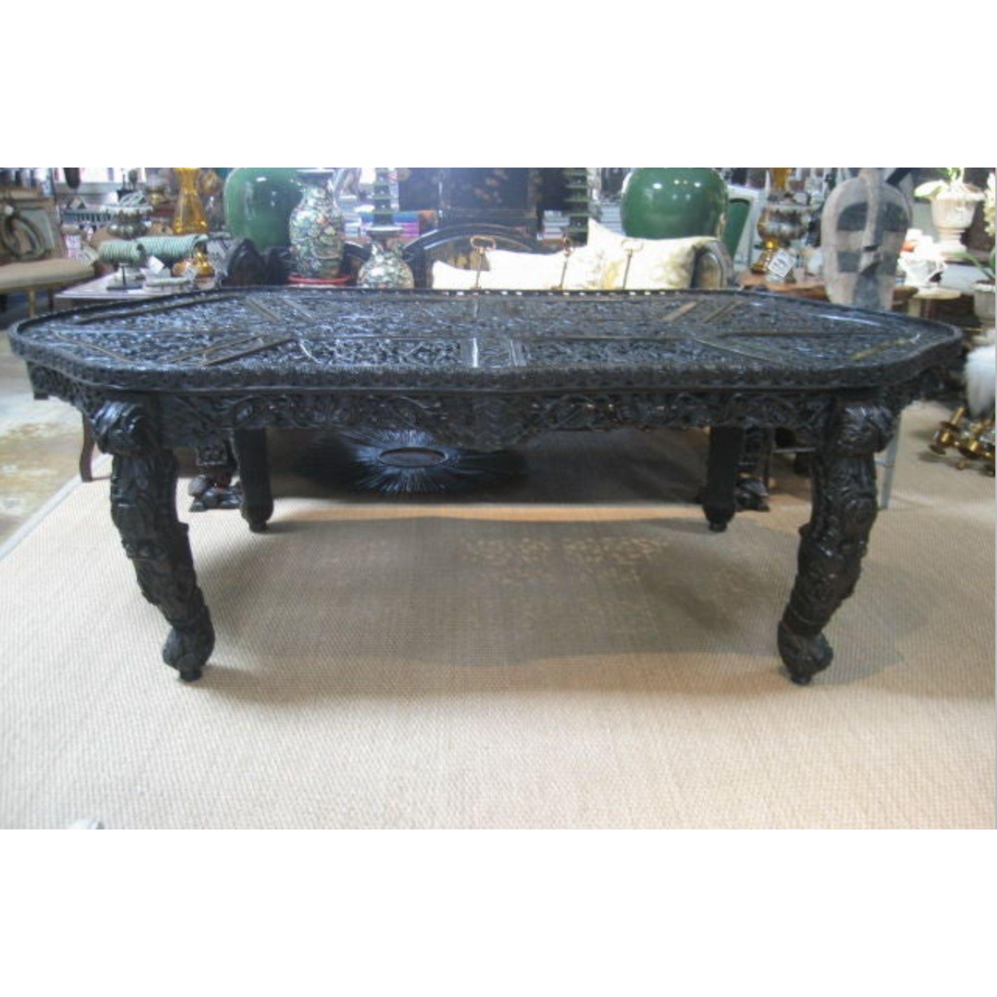 19th Century Ornately Carved Indian Table For Sale 1