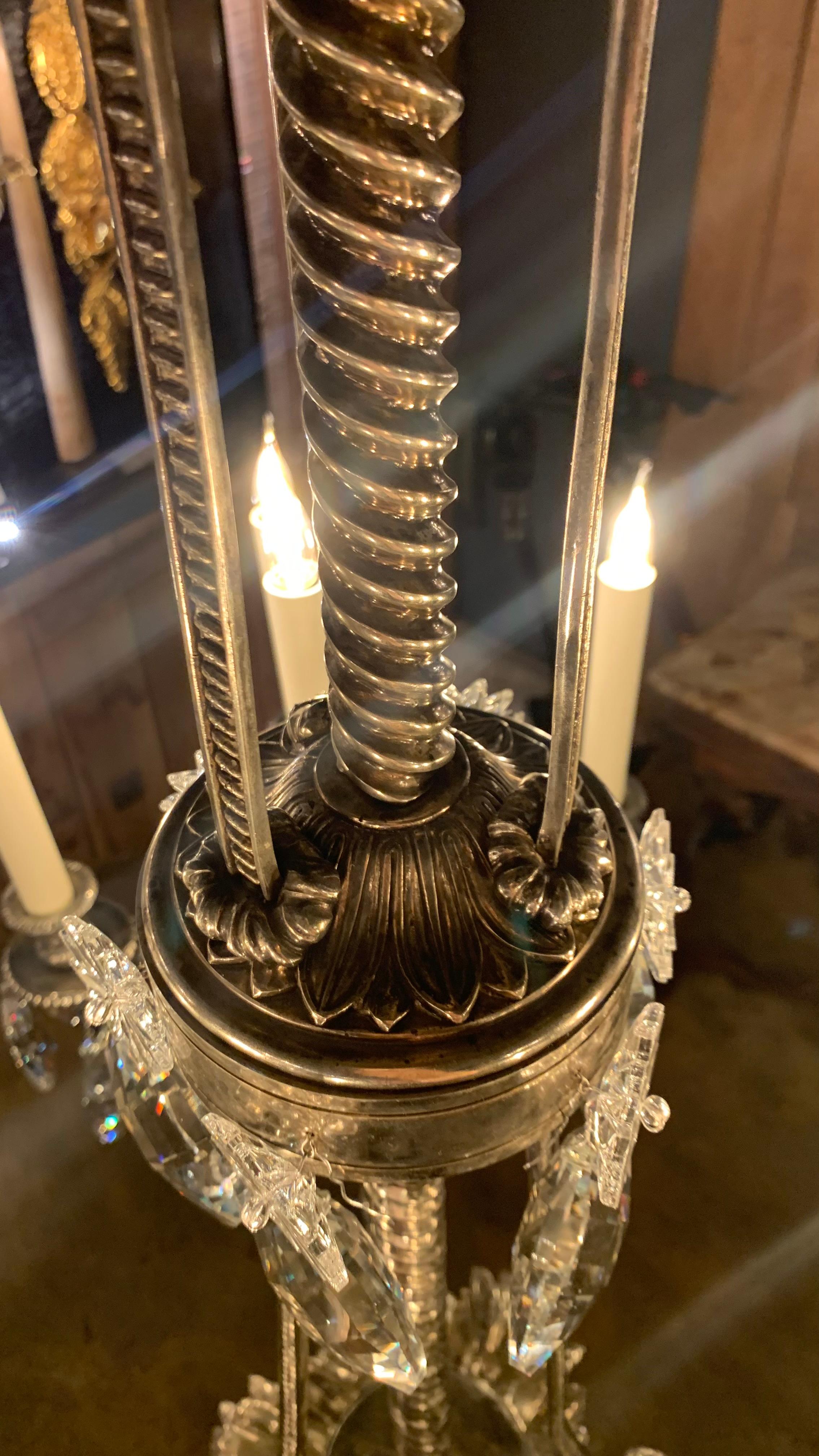 19th Century Orsay Chandelier with 12 lights in  Silver Bronze and Crystal For Sale 5