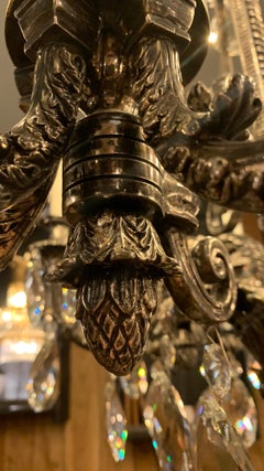 Araña de Orsay del siglo XIX con 12 luces en  Plata Bronce y Cristal