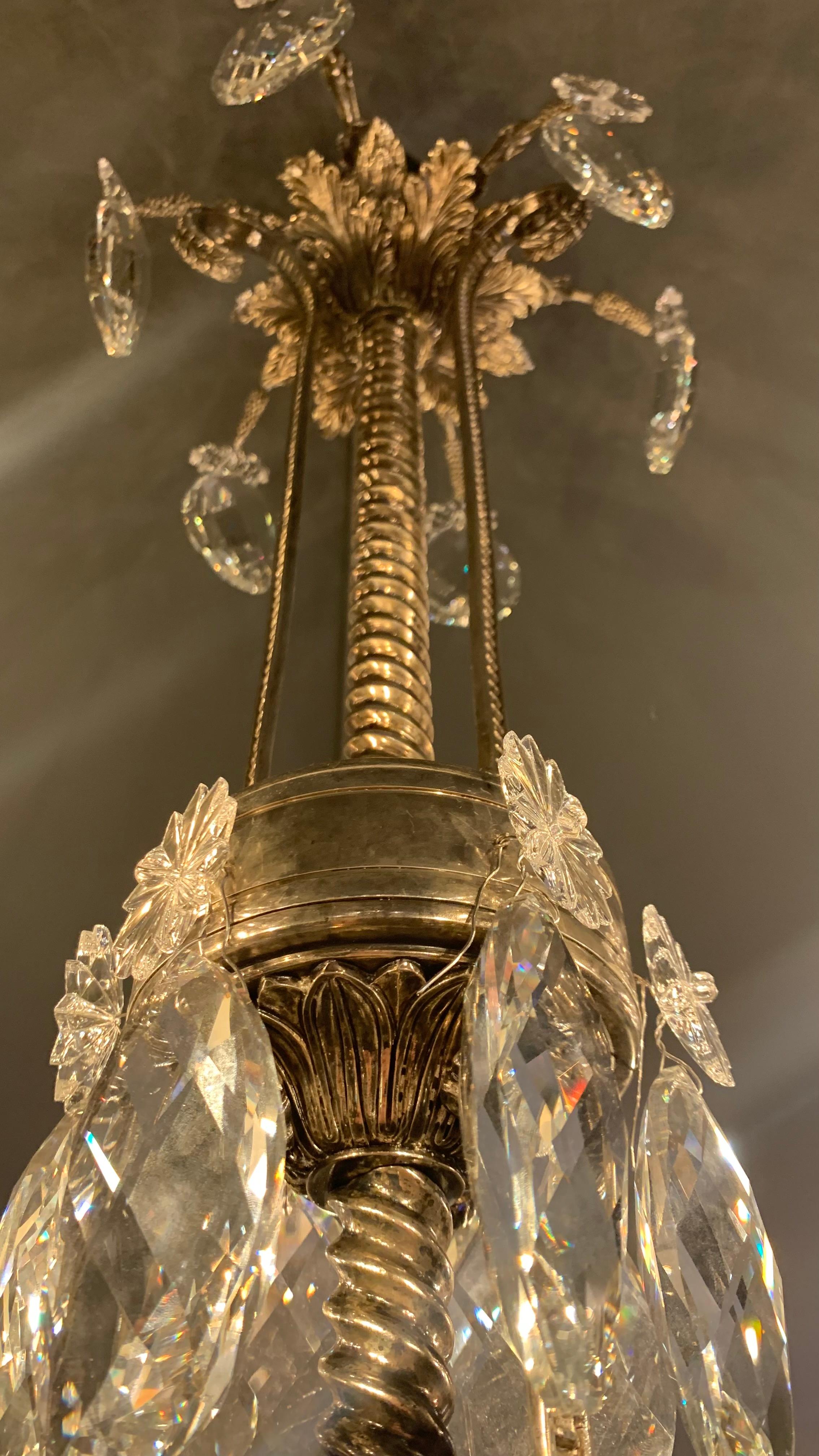 French 19th Century Orsay Chandelier with 12 lights in  Silver Bronze and Crystal For Sale