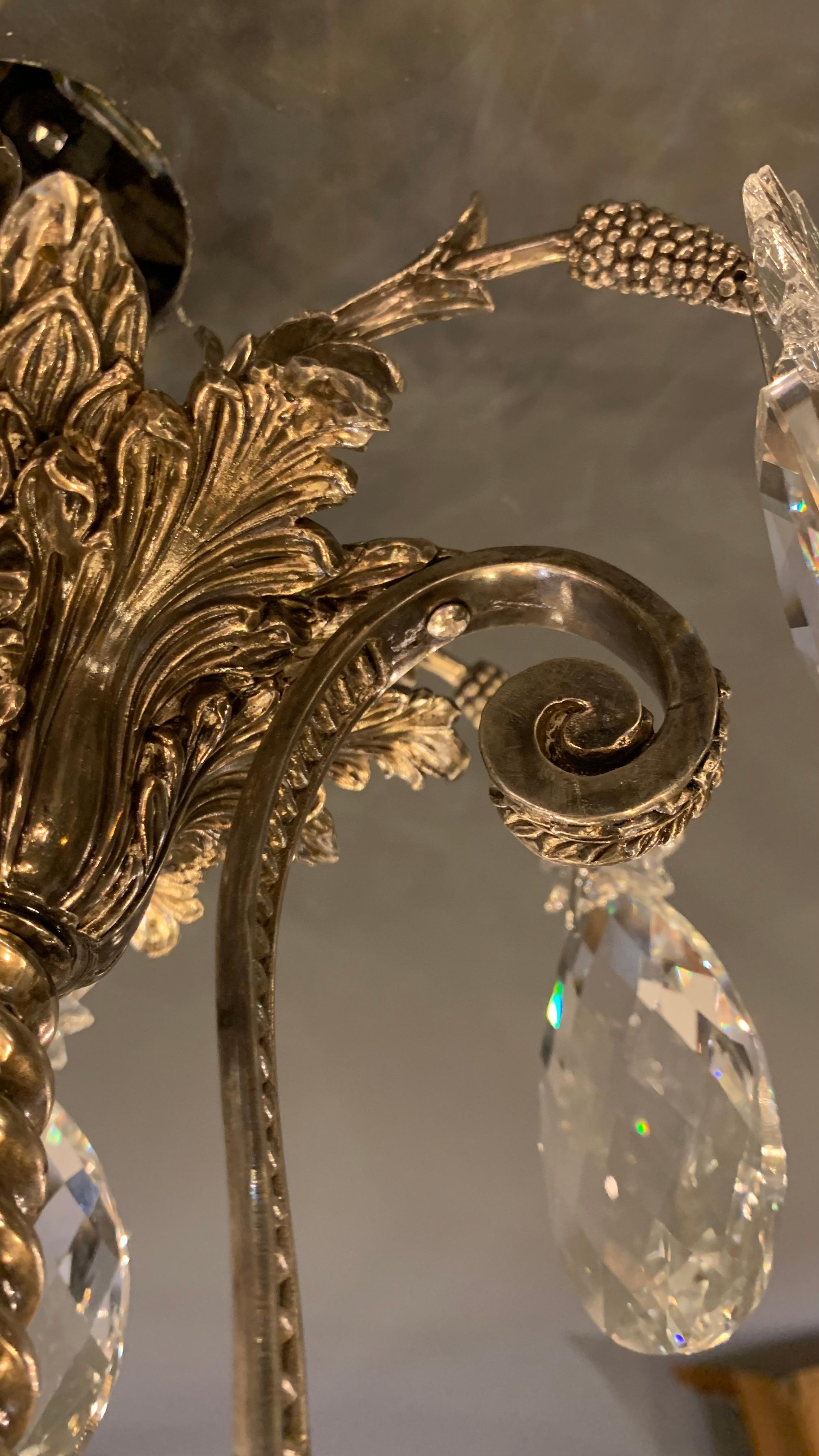 Orsay-Kronleuchter aus dem 19. Jahrhundert mit 12 Lichtern aus  Silber, Bronze und Kristall im Angebot 4