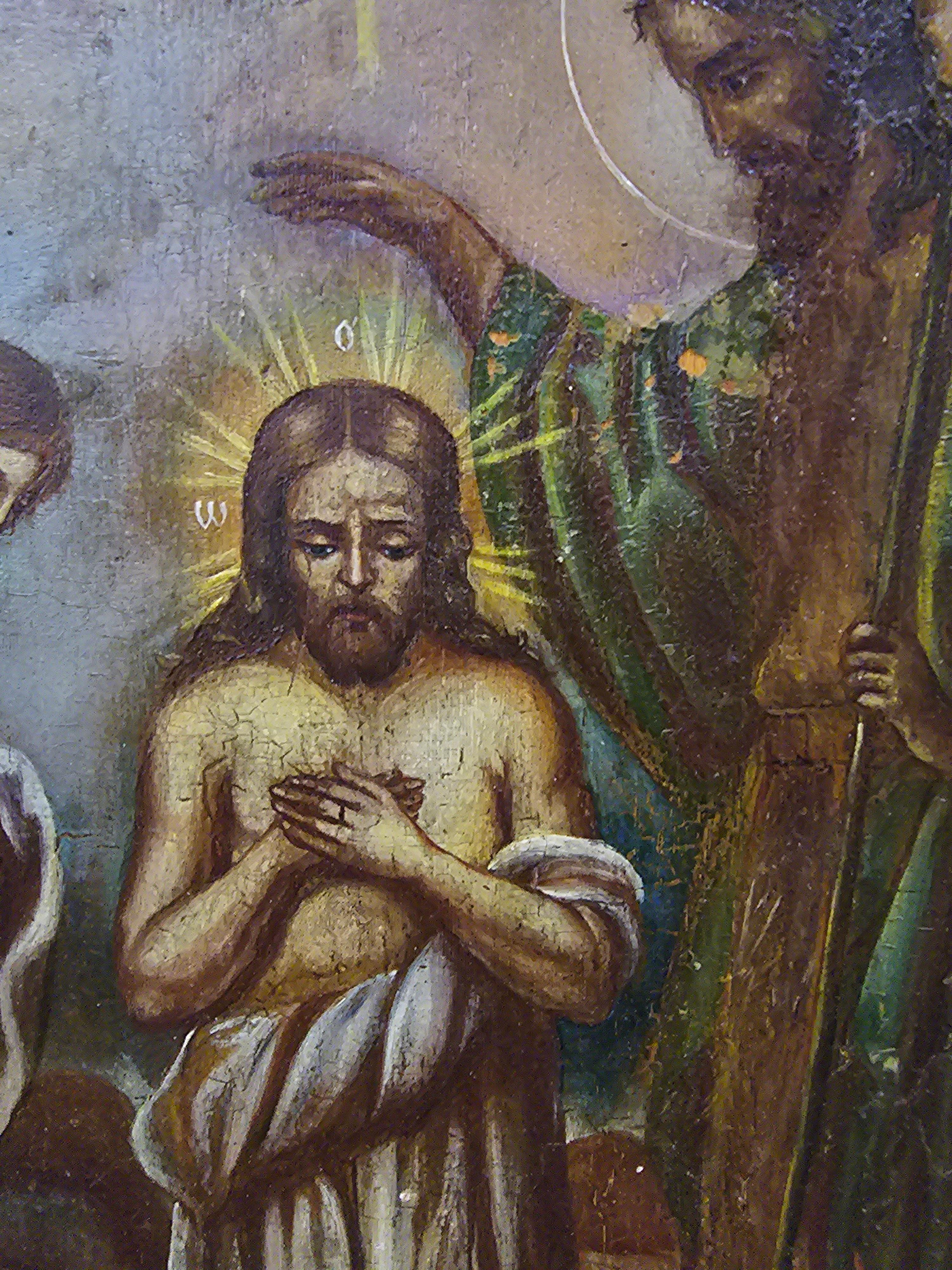 19th Century Orthodox Icon - Saint John Christening Jesus For Sale 3