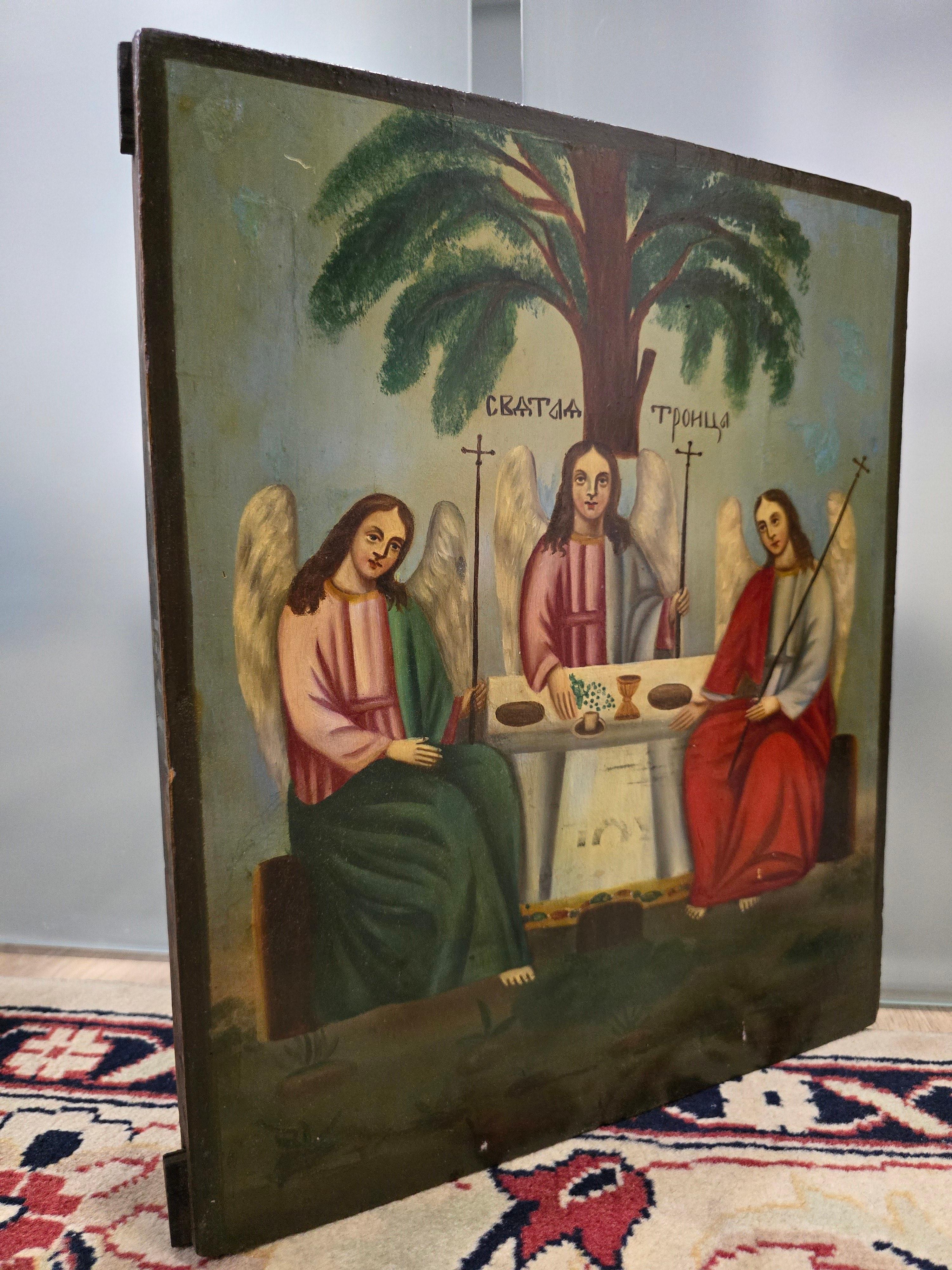 Iconique orthodoxe du 19ème siècle - La trinité du vieux testament en vente 3