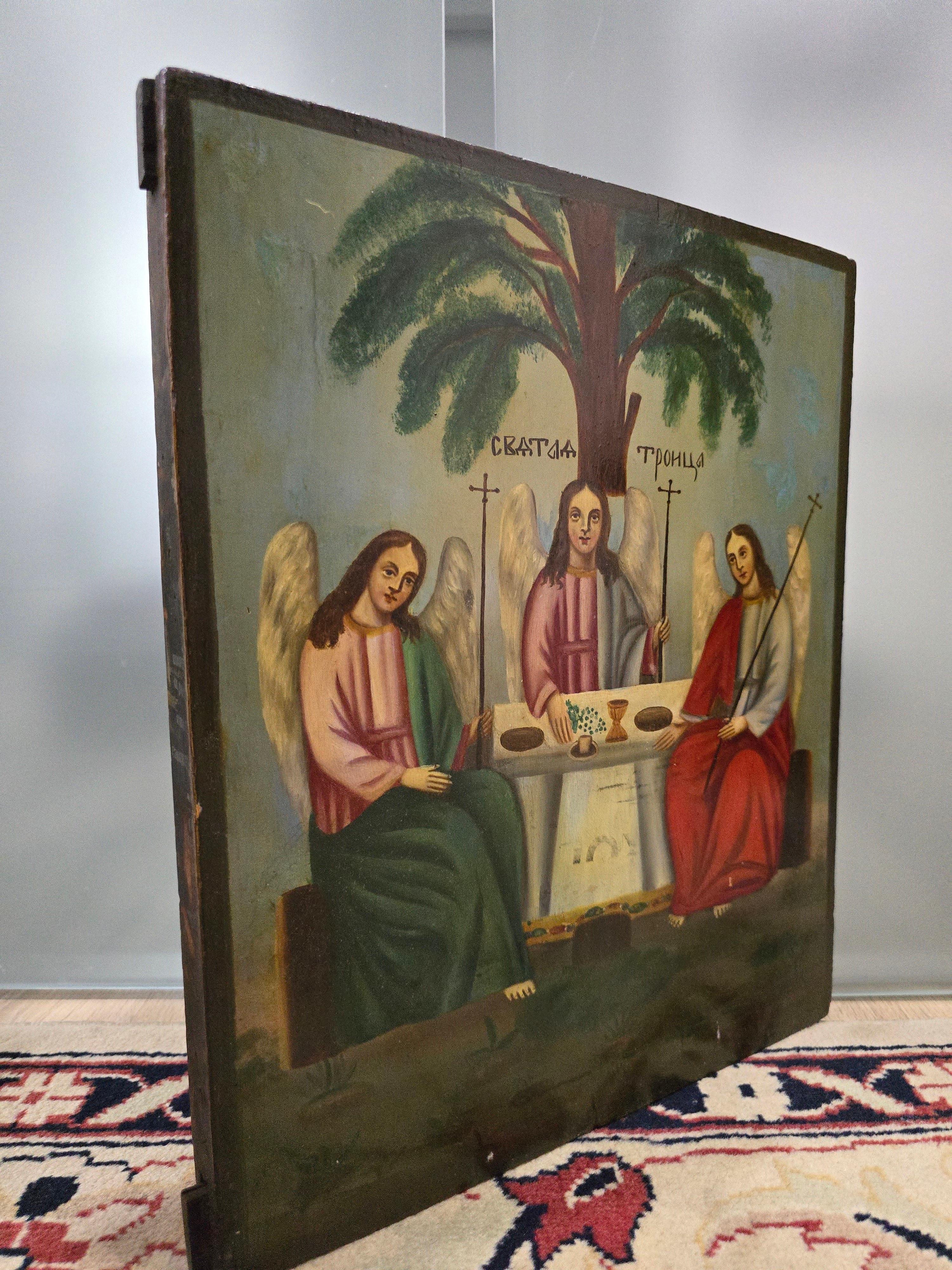 Iconique orthodoxe du 19ème siècle - La trinité du vieux testament en vente 4