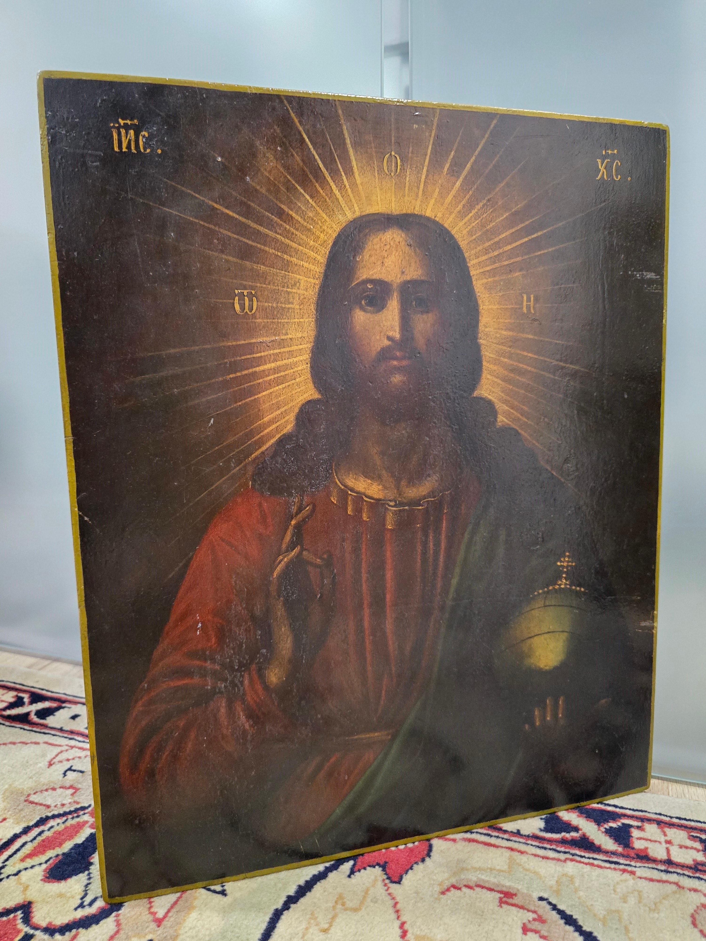 Milieu du XIXe siècle Icône orthodoxe du XIXe siècle The Pantocrator en vente