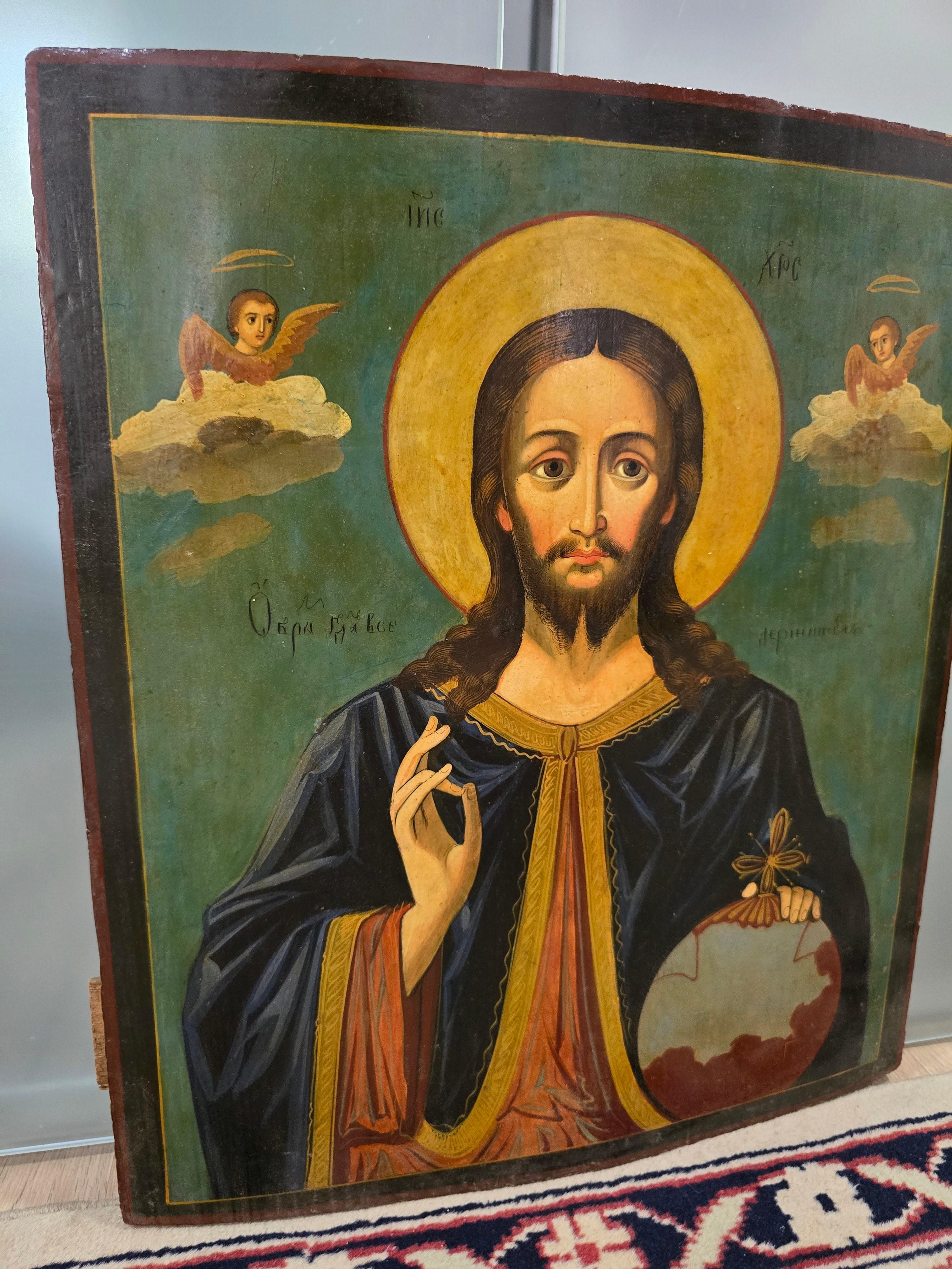 Orthotische Ikone des 19. Jahrhunderts: Der Pantokrat (Mittleres 19. Jahrhundert) im Angebot