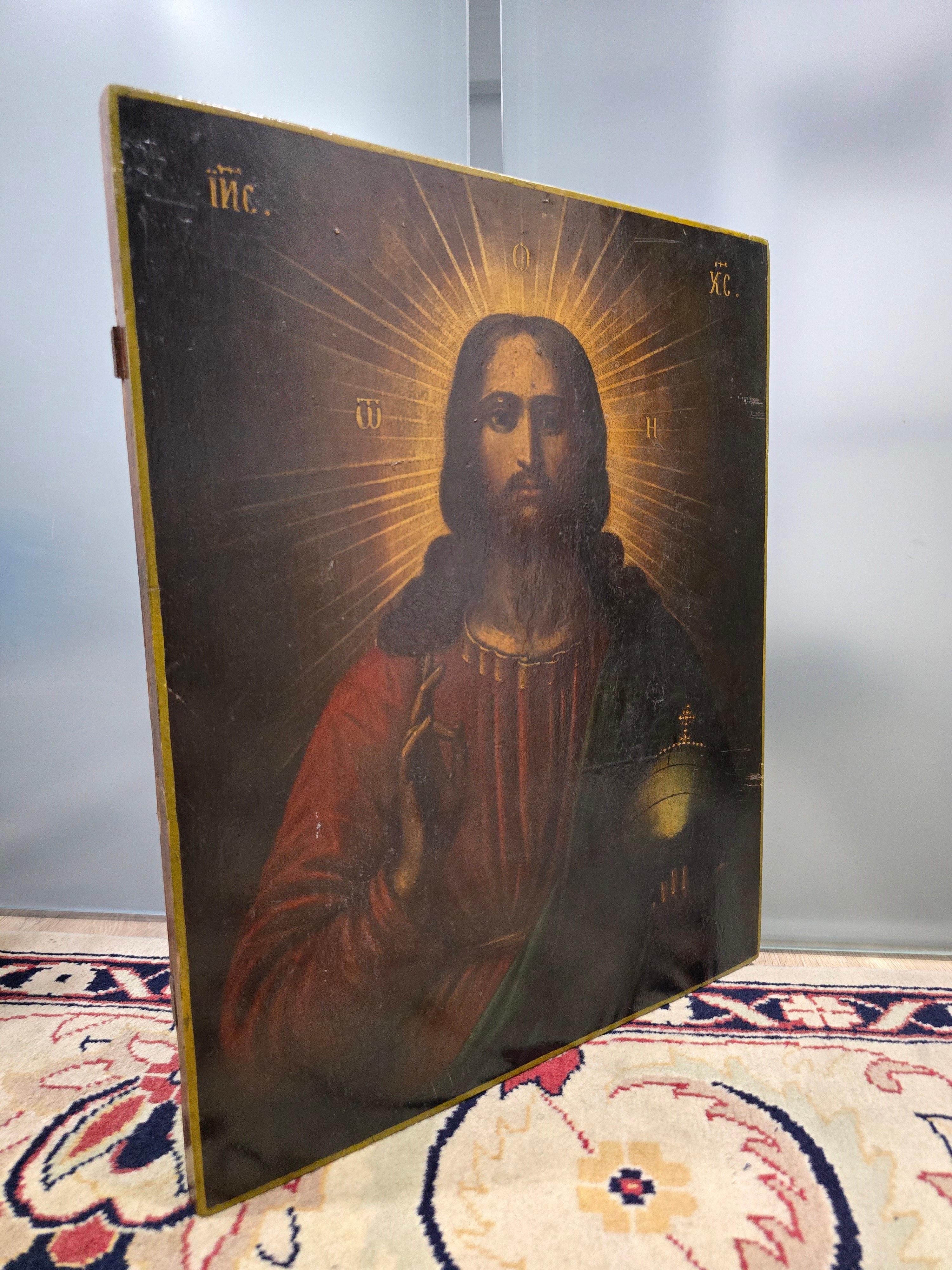 Icône orthodoxe du XIXe siècle The Pantocrator en vente 3