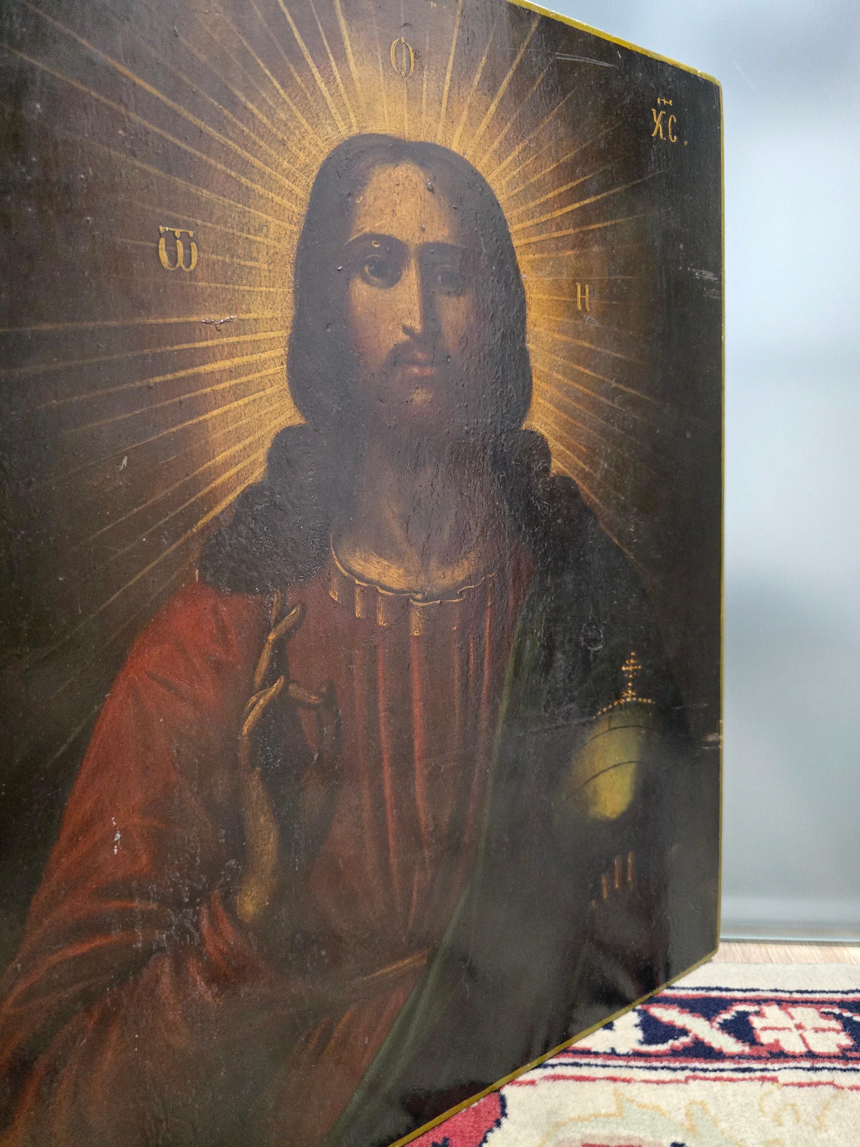 Icône orthodoxe du XIXe siècle The Pantocrator en vente 4