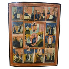 Icône orthodoxe du 19e siècle - The resurection-Descent into the hell