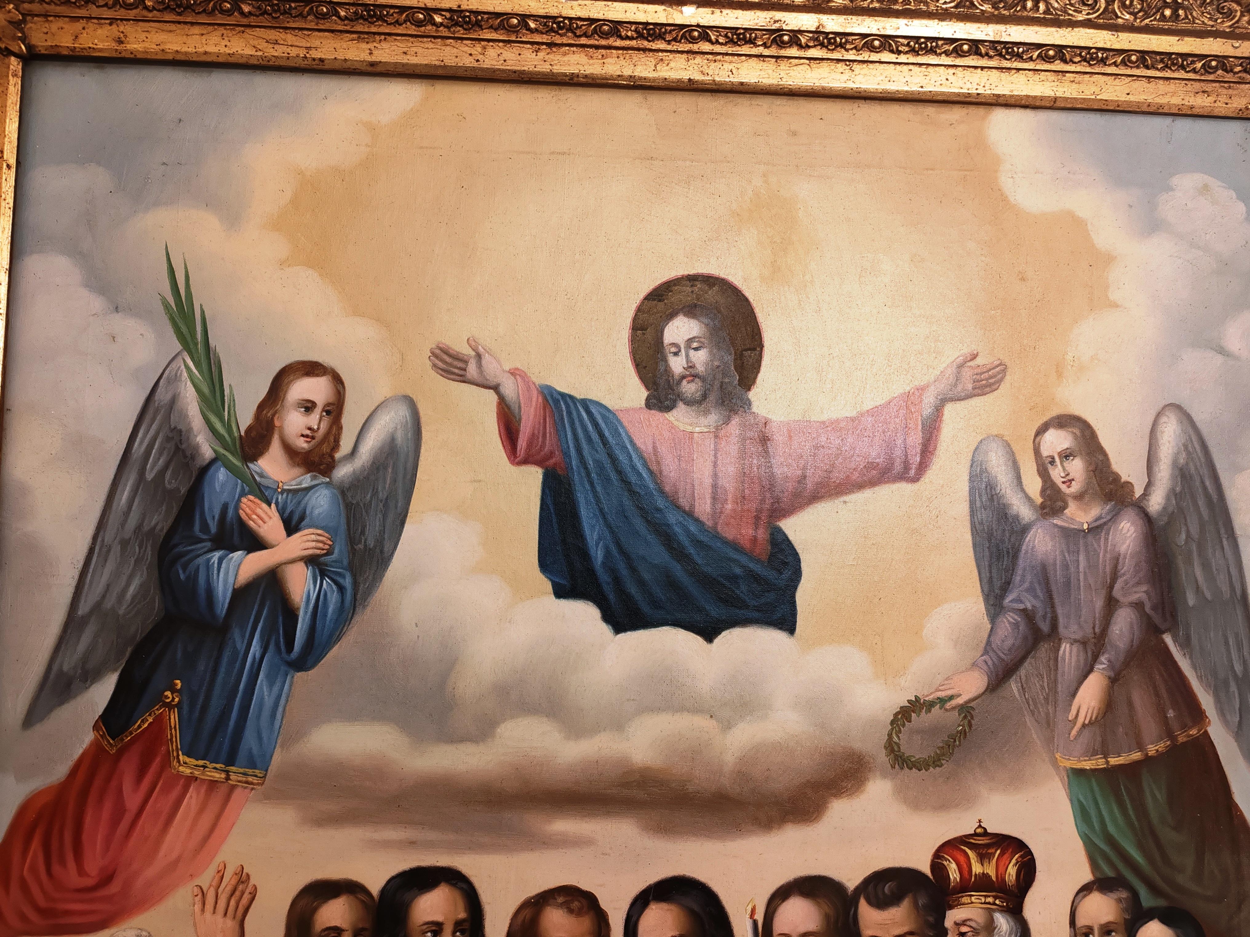 Un imponente dipinto a tema religioso raffigura la scena dell'
