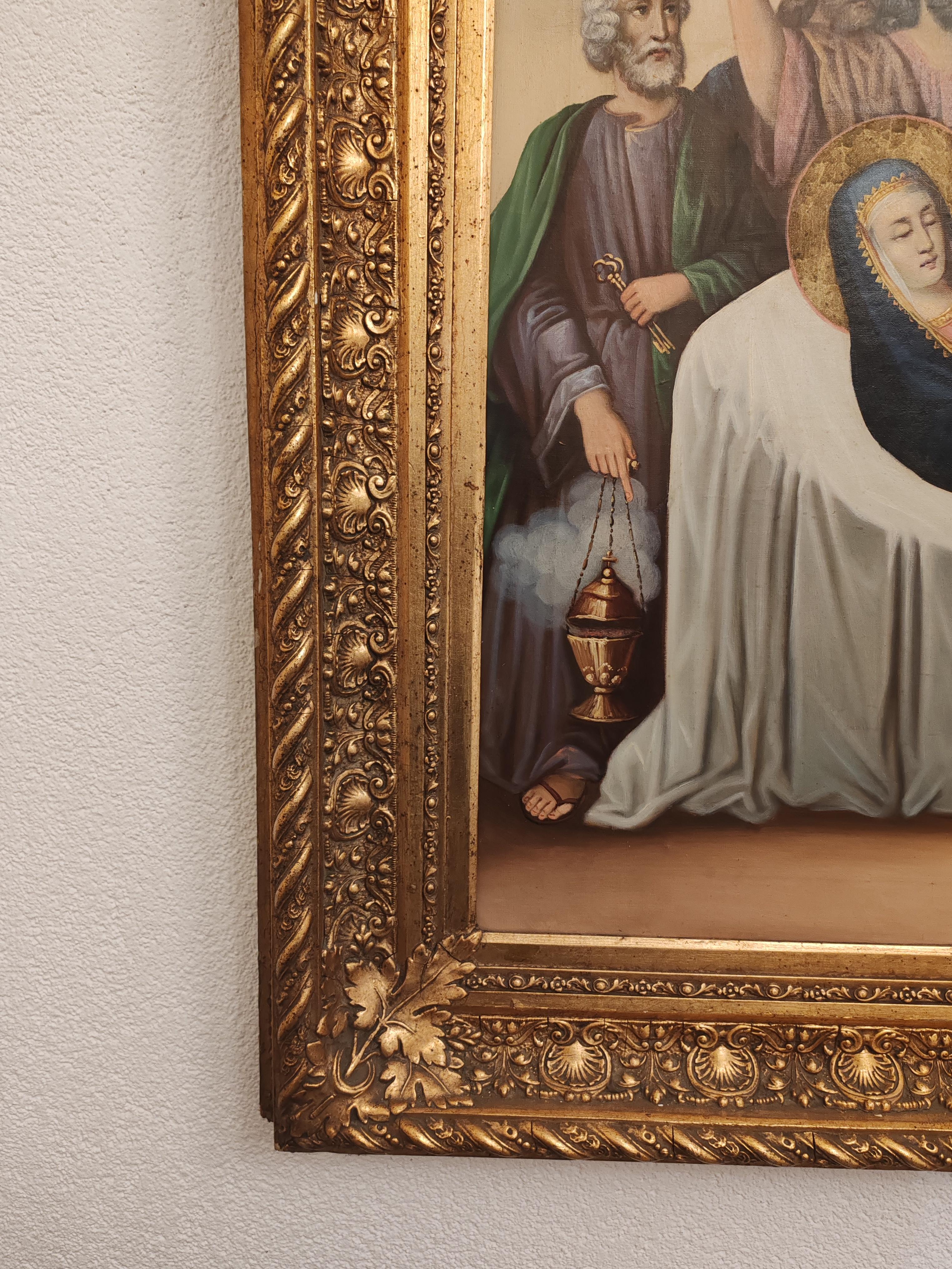 Serbo Una grande icona ortodossa del XIX secolo dell'Assunzione della Vergine Maria in vendita