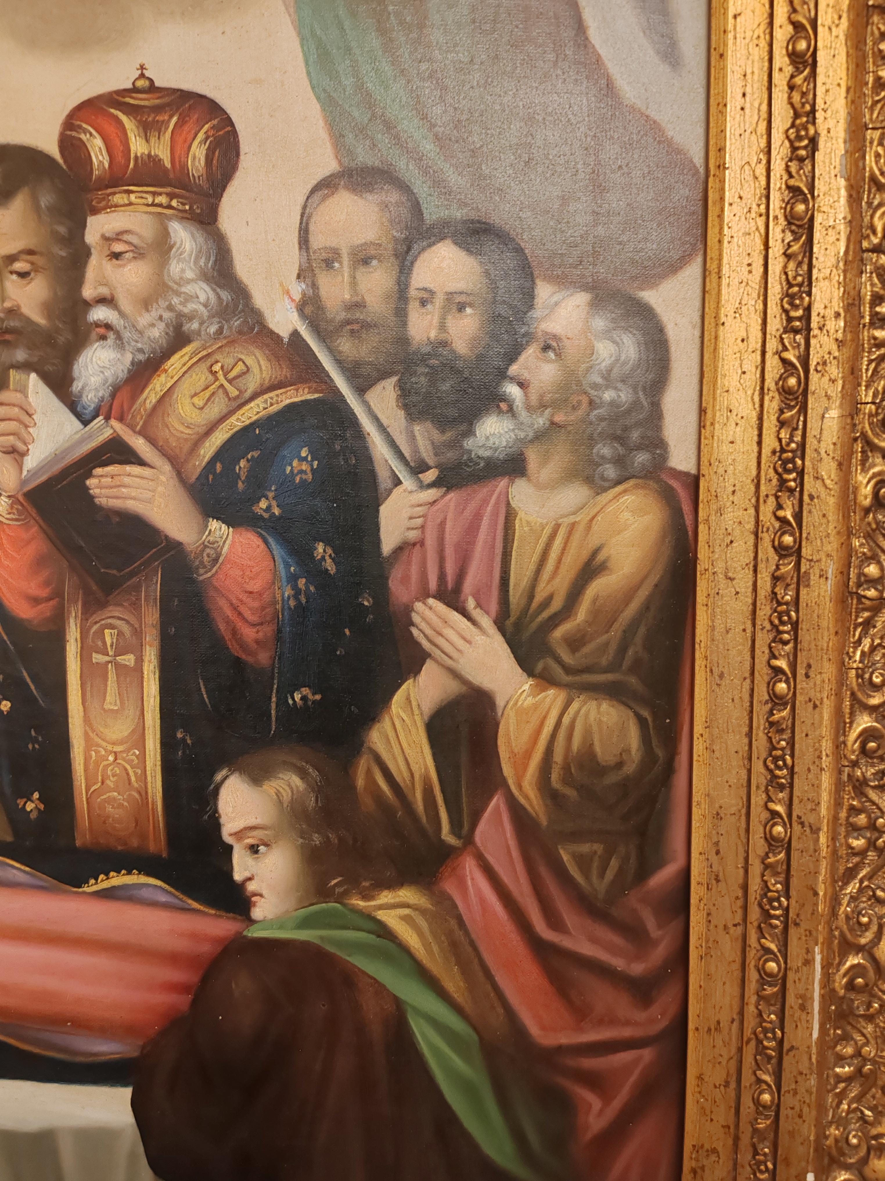 Dipinto a mano Una grande icona ortodossa del XIX secolo dell'Assunzione della Vergine Maria in vendita