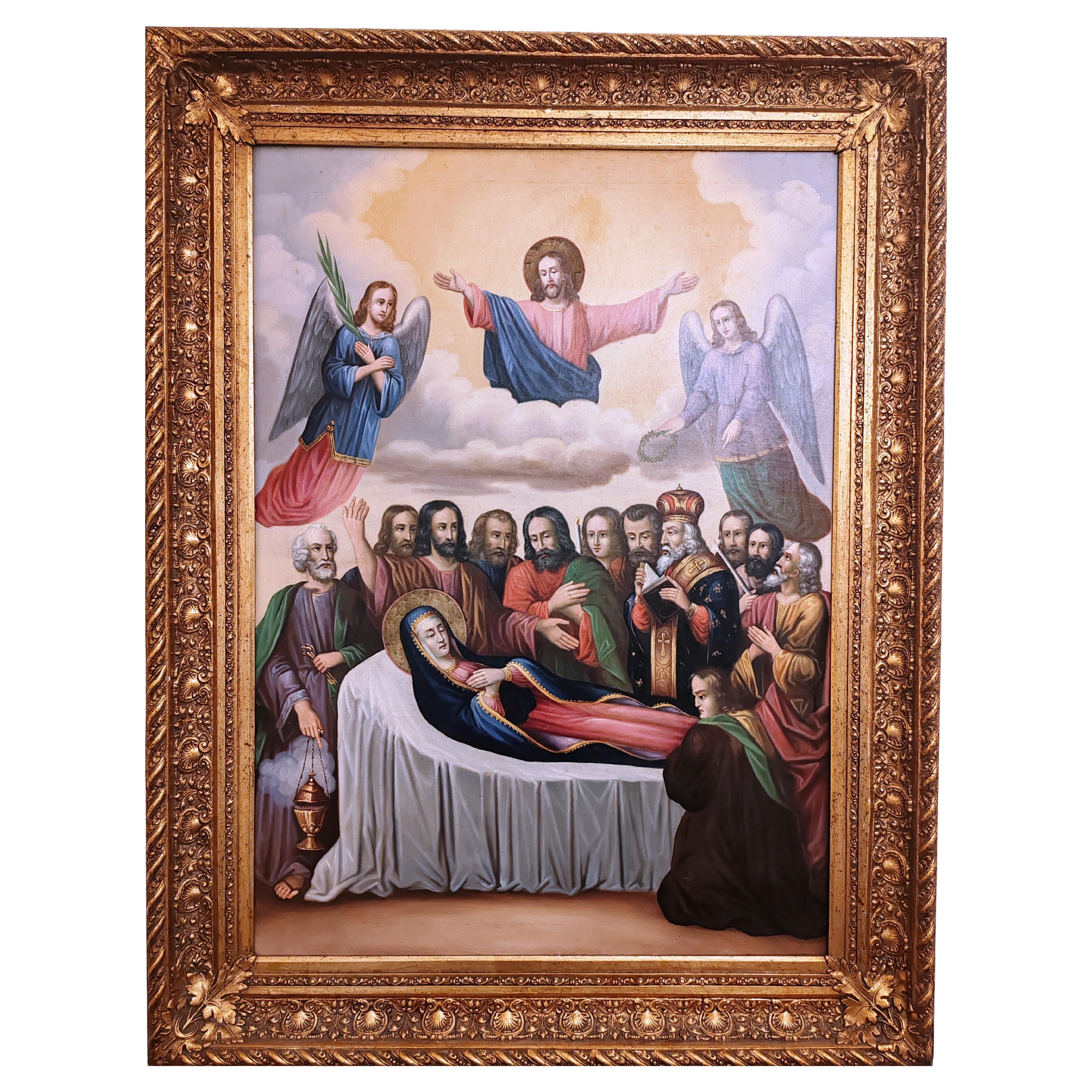 A large 19th-century Orthodox icon of the Assumption of the Virgin Mary