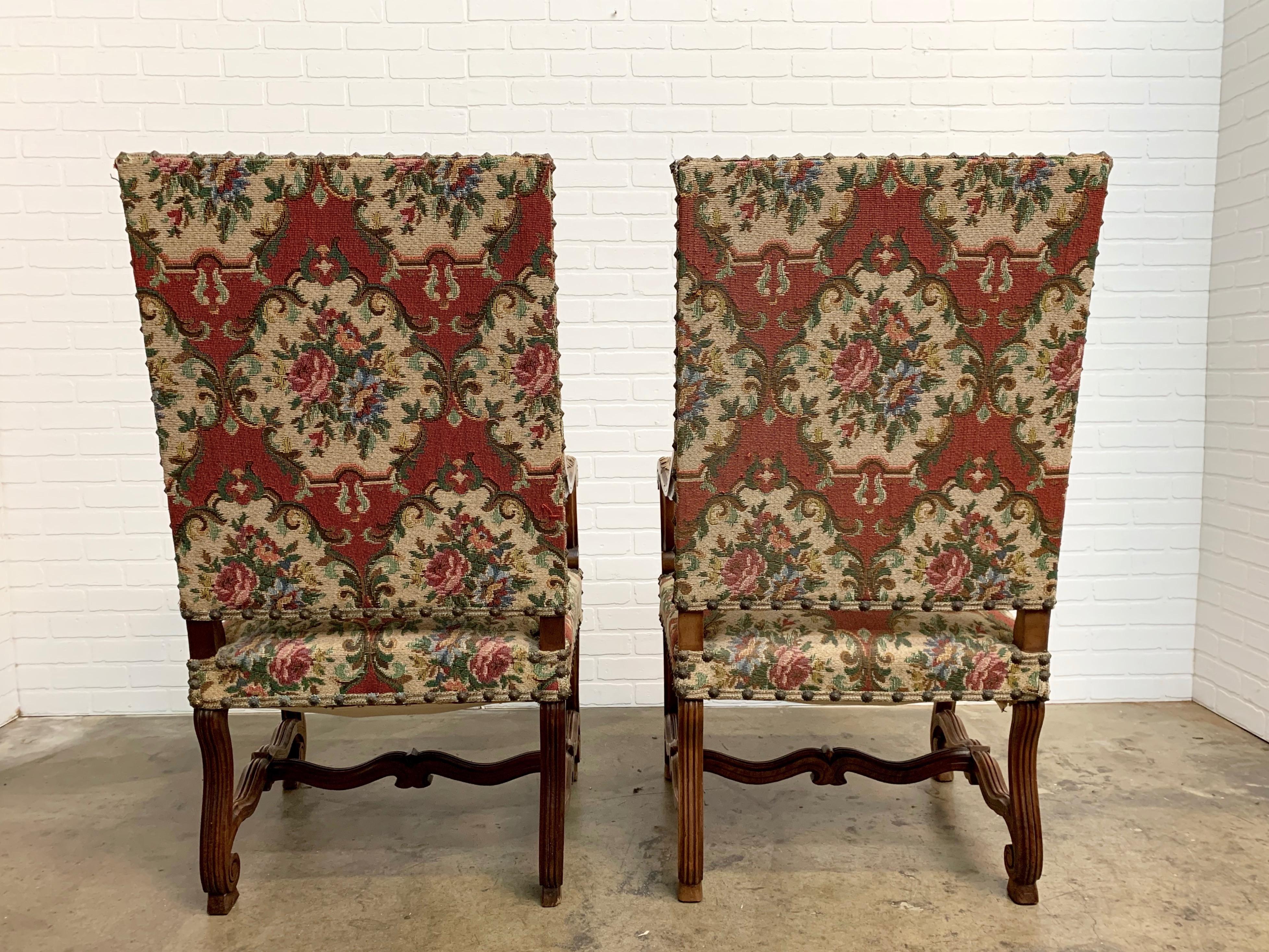 Upholstery 19th Century Os De Mouton Armchairs