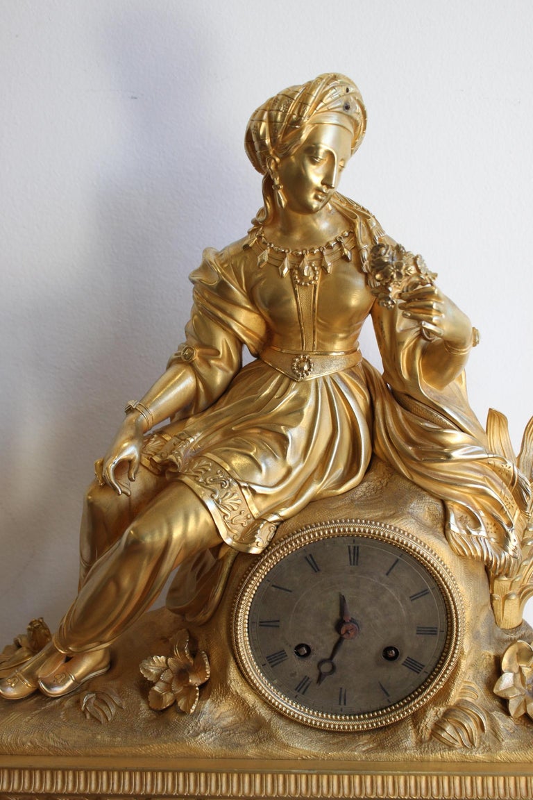 19th Century Ottoman Clock Lady with Rose For Sale at 1stDibs