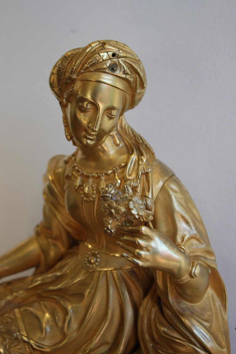 19th Century Ottoman Clock Lady with Rose For Sale at 1stDibs
