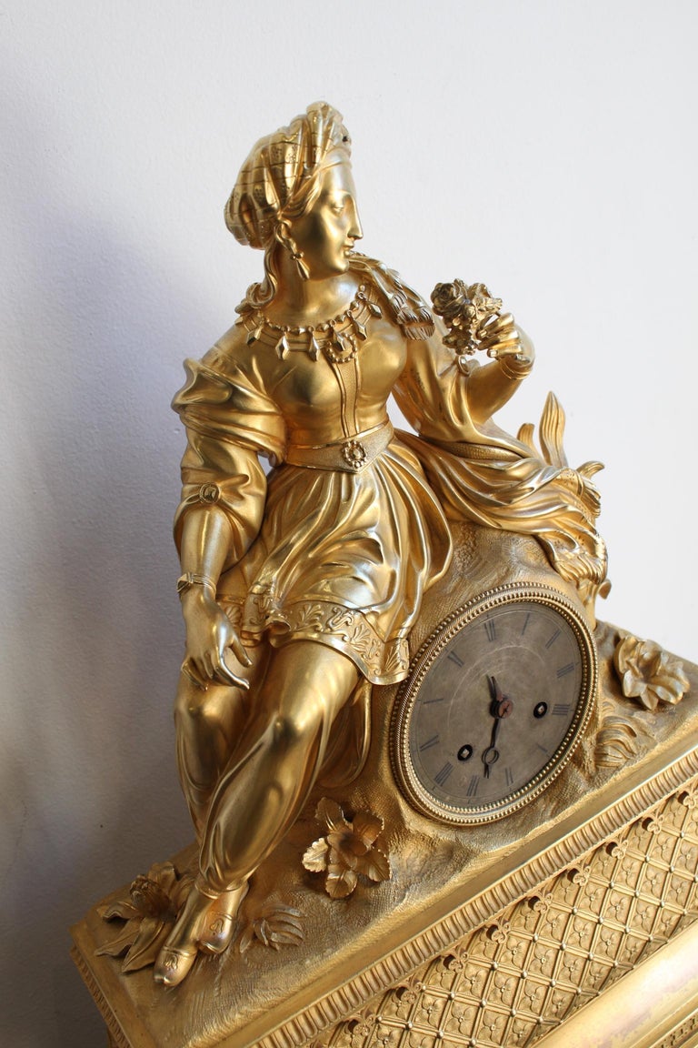 19th Century Ottoman Clock Lady with Rose For Sale at 1stDibs