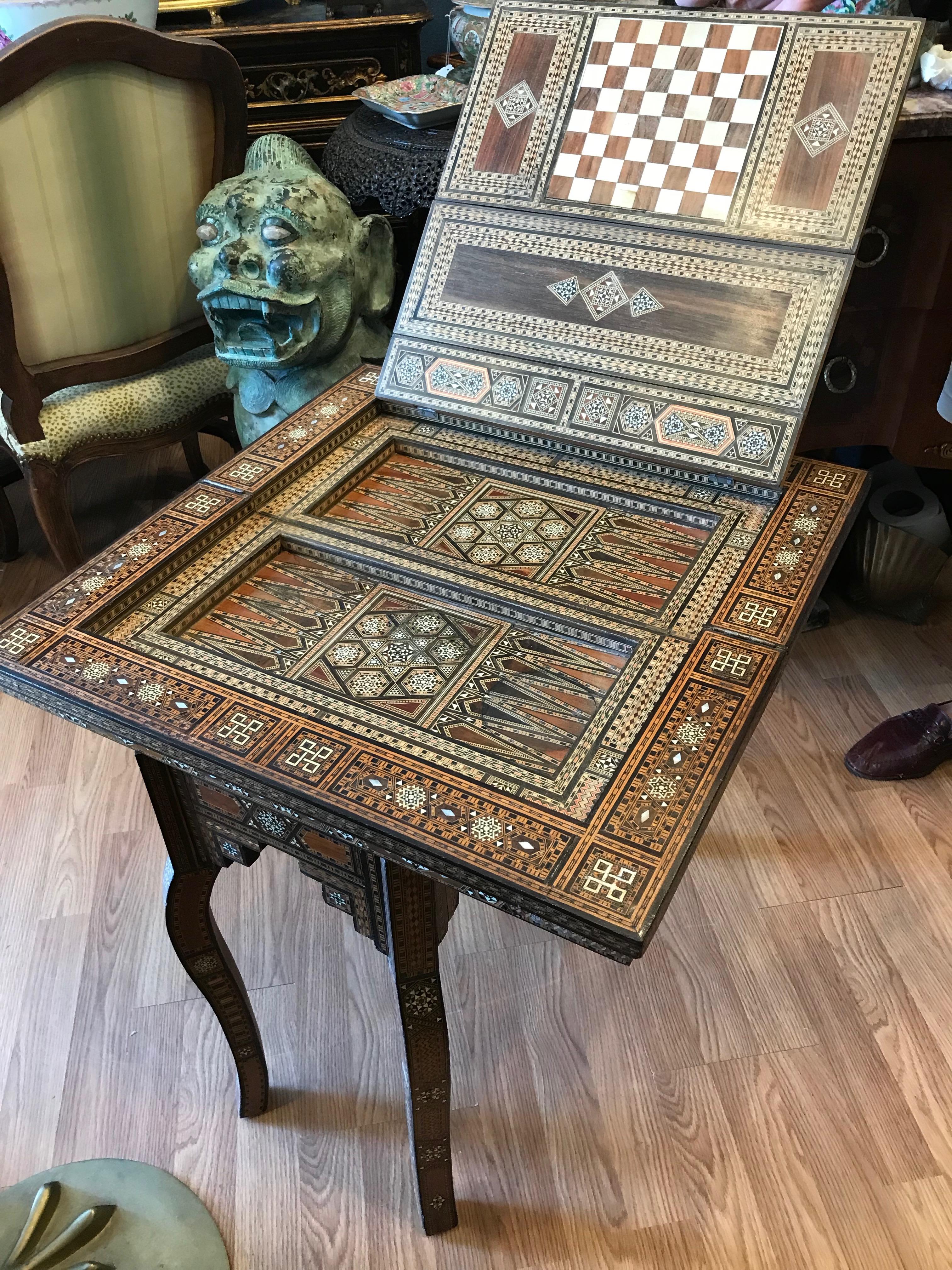 19TH Century Ottoman Empire Inlaid Game Table 2