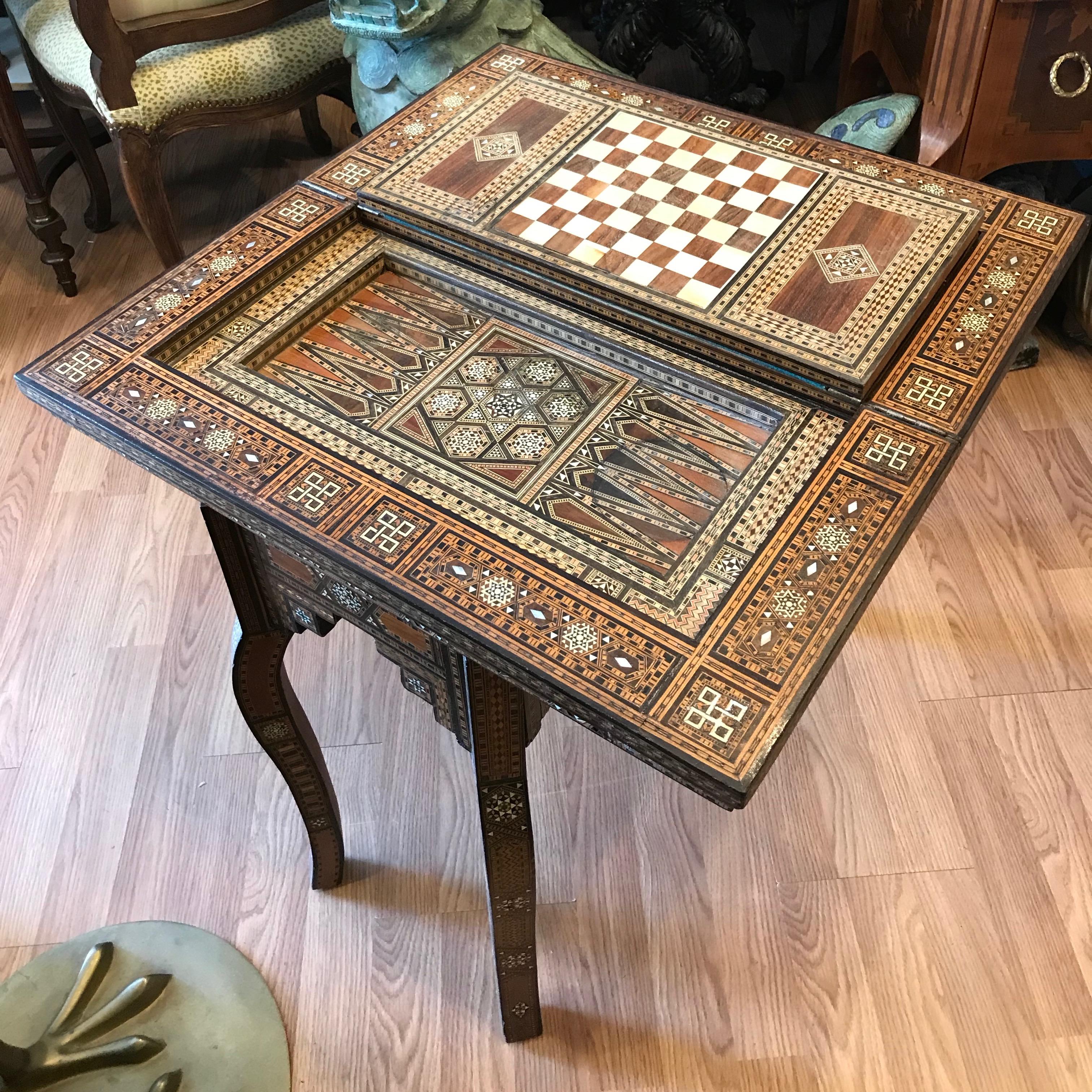 19TH Century Ottoman Empire Inlaid Game Table 5