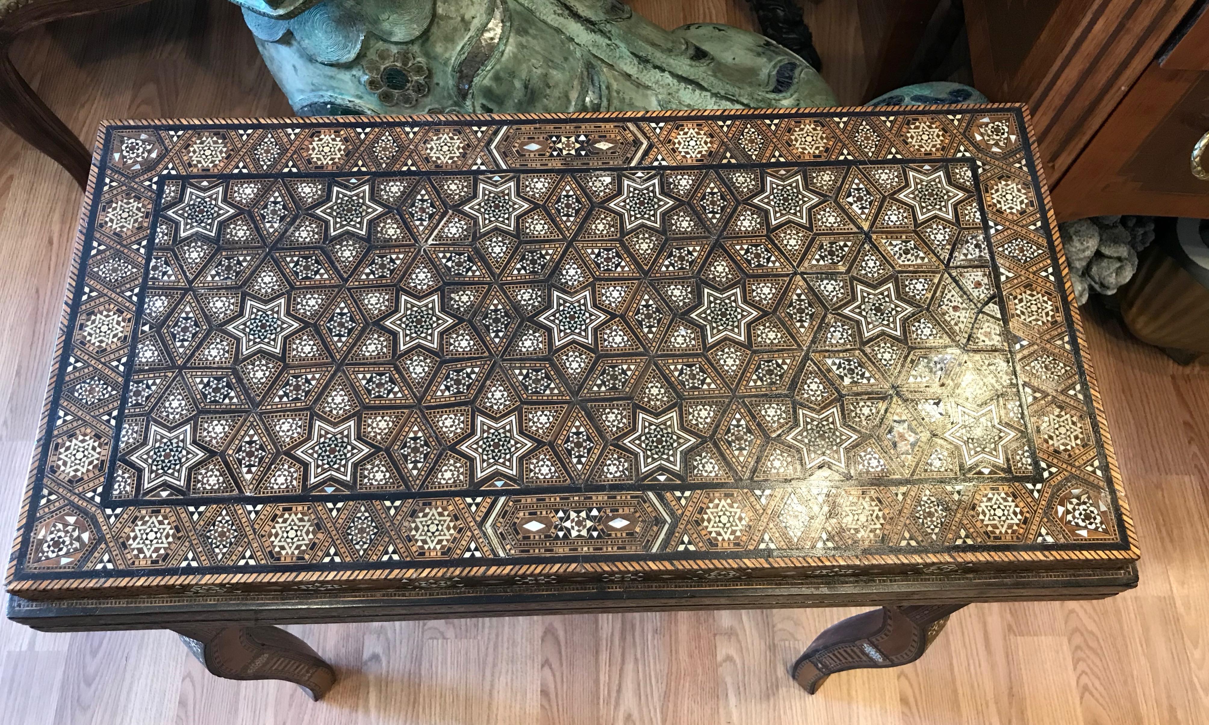 Turkish 19TH Century Ottoman Empire Inlaid Game Table