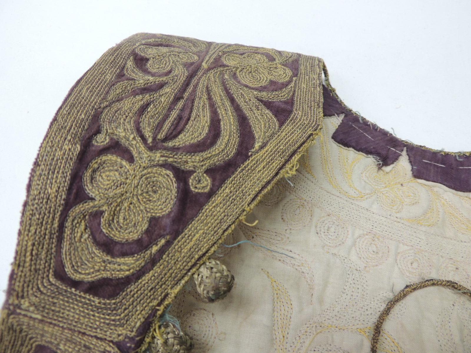 19th Century Ottoman Empire Intricate Heavy Embroidered Vest In Good Condition In Oakland Park, FL