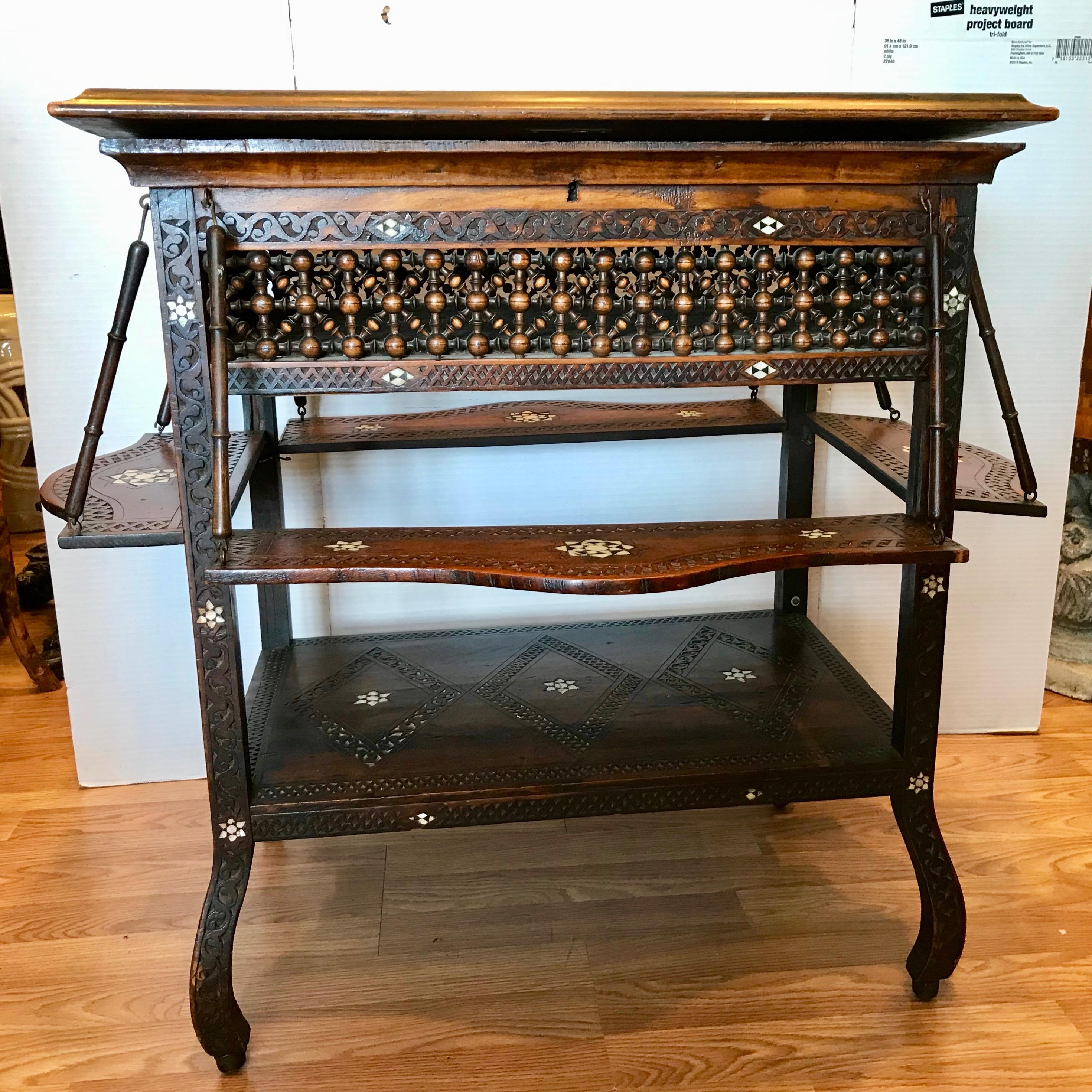 Turkish 19th Century Ottoman Inlaid Serving Table