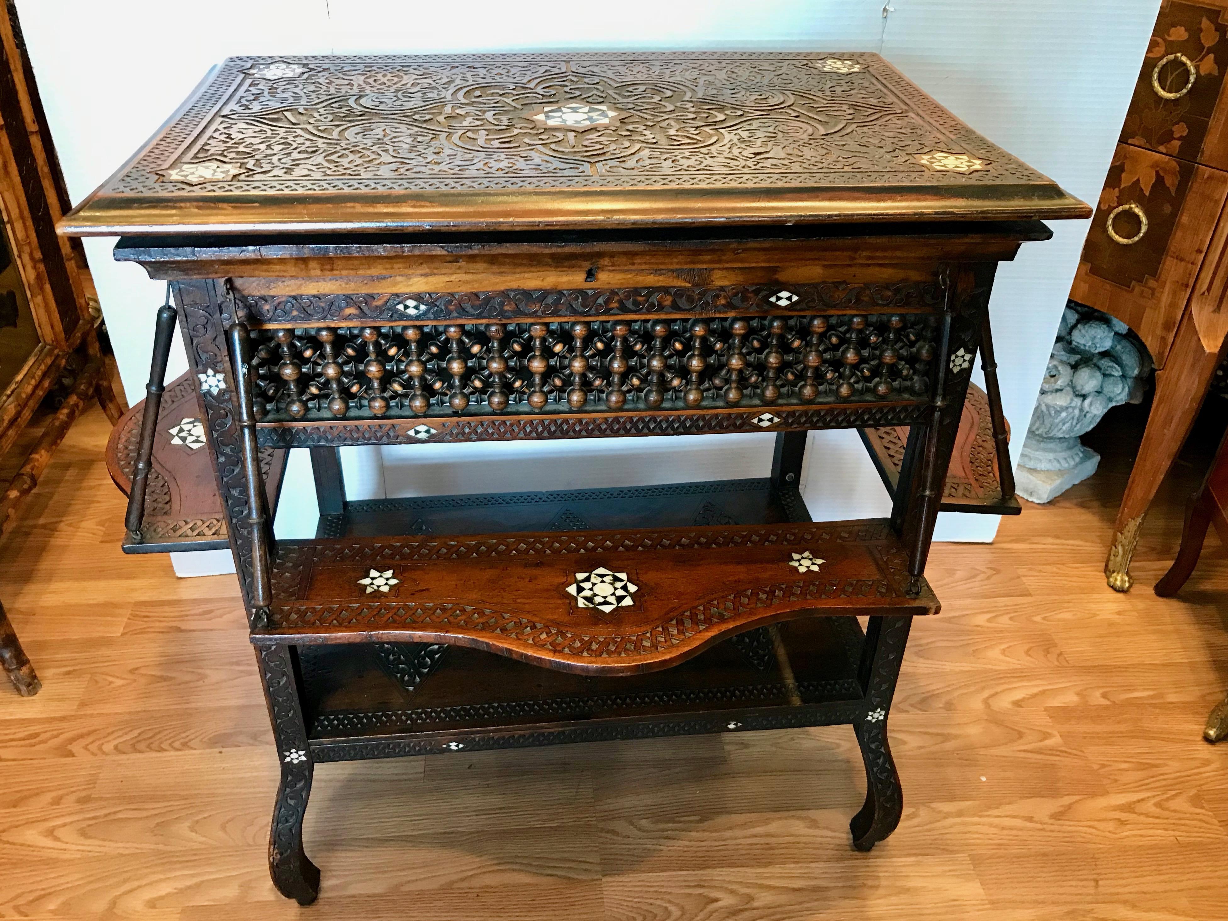19th Century Ottoman Inlaid Serving Table In Good Condition In West Palm Beach, FL
