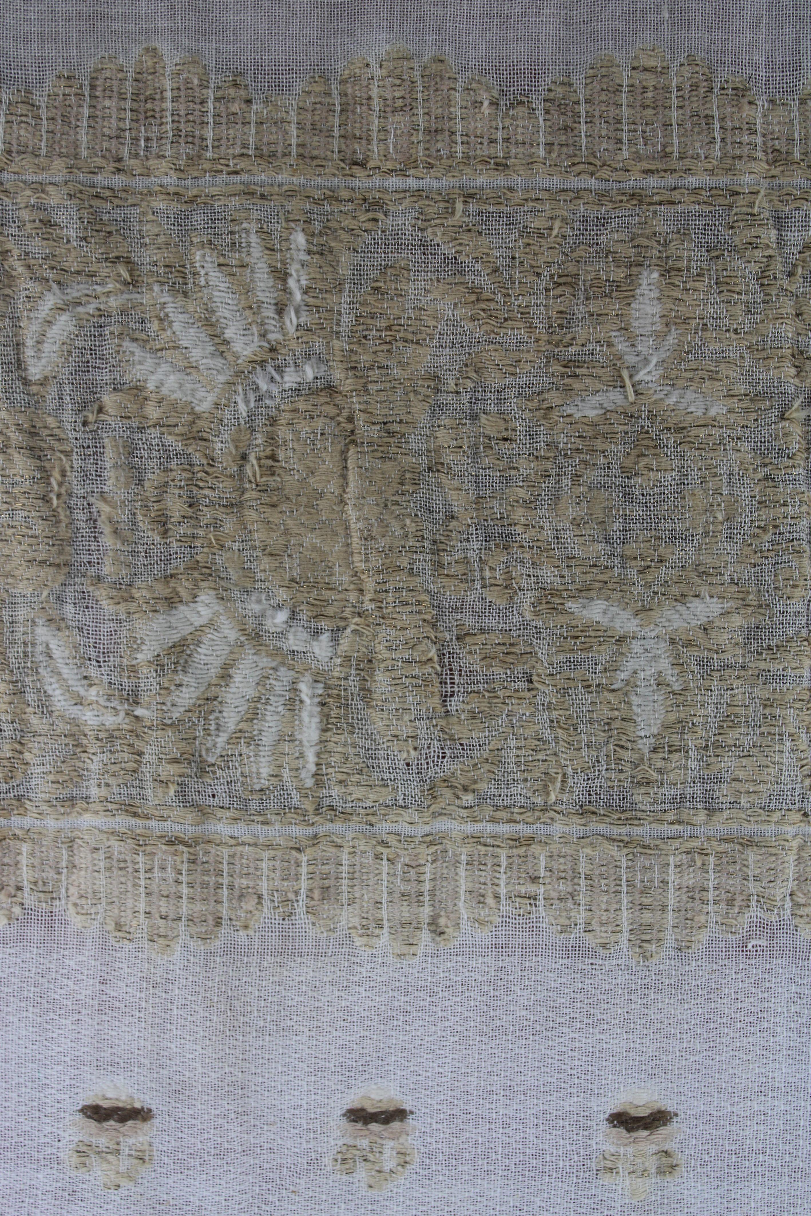Hand-Crafted 19th century Ottoman Linen and Gold Metallic Weaved Towel Framed Turkey For Sale