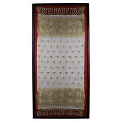Ottomanisches Leinen und Gold Metallic-gewebtes Handtuch, gerahmt, Türkei, 19. Jahrhundert