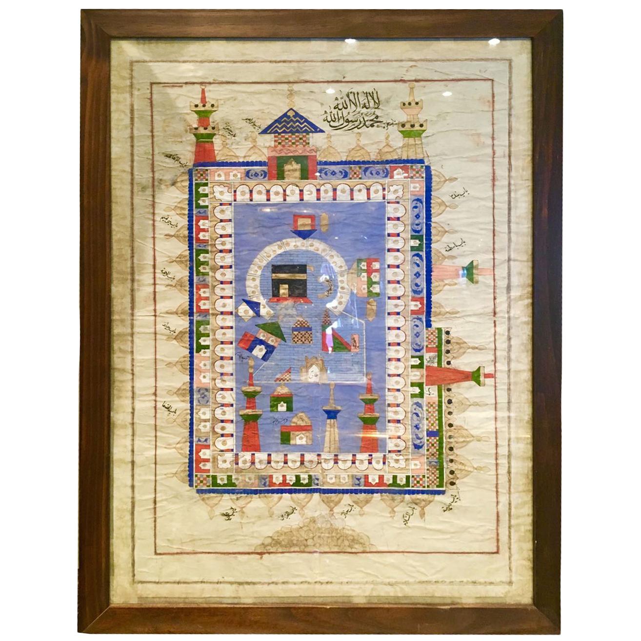 19th Century Ottoman Painting for Mecca For Sale