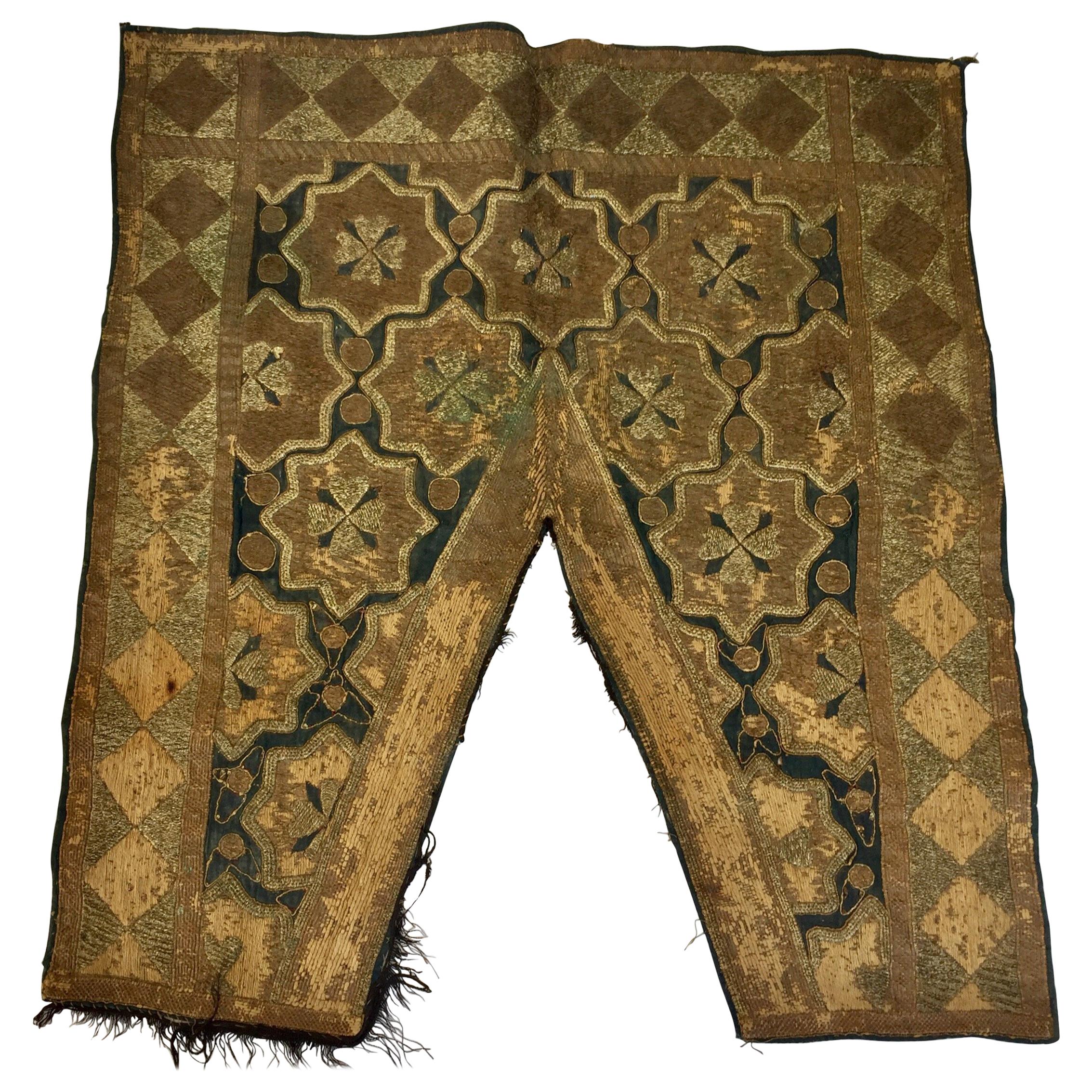 19th Century Ottoman Moorish Metallic Threads Embroidered Textile