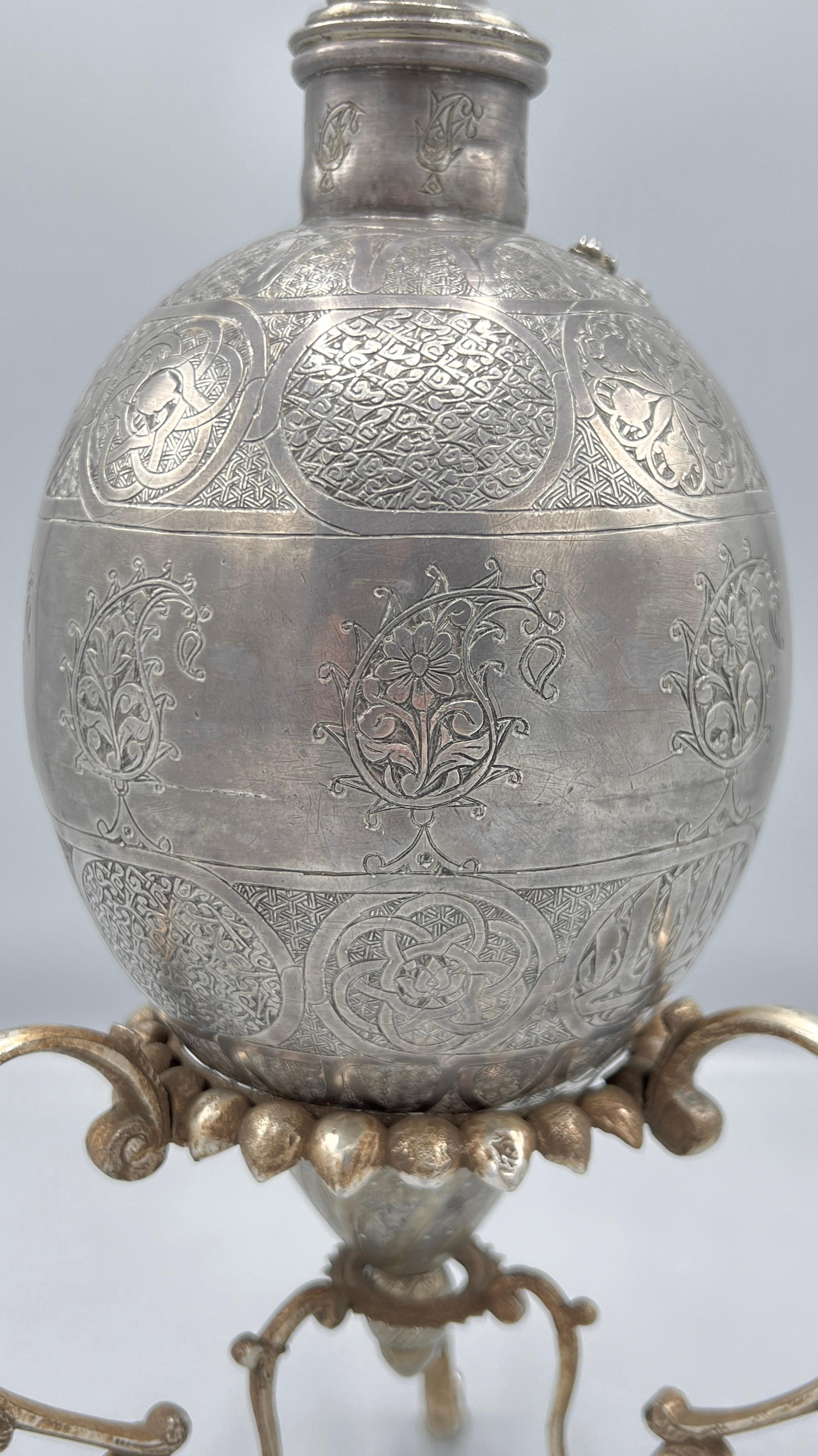 Huqqa / Narghilè turco in argento del XIX secolo in vendita 1
