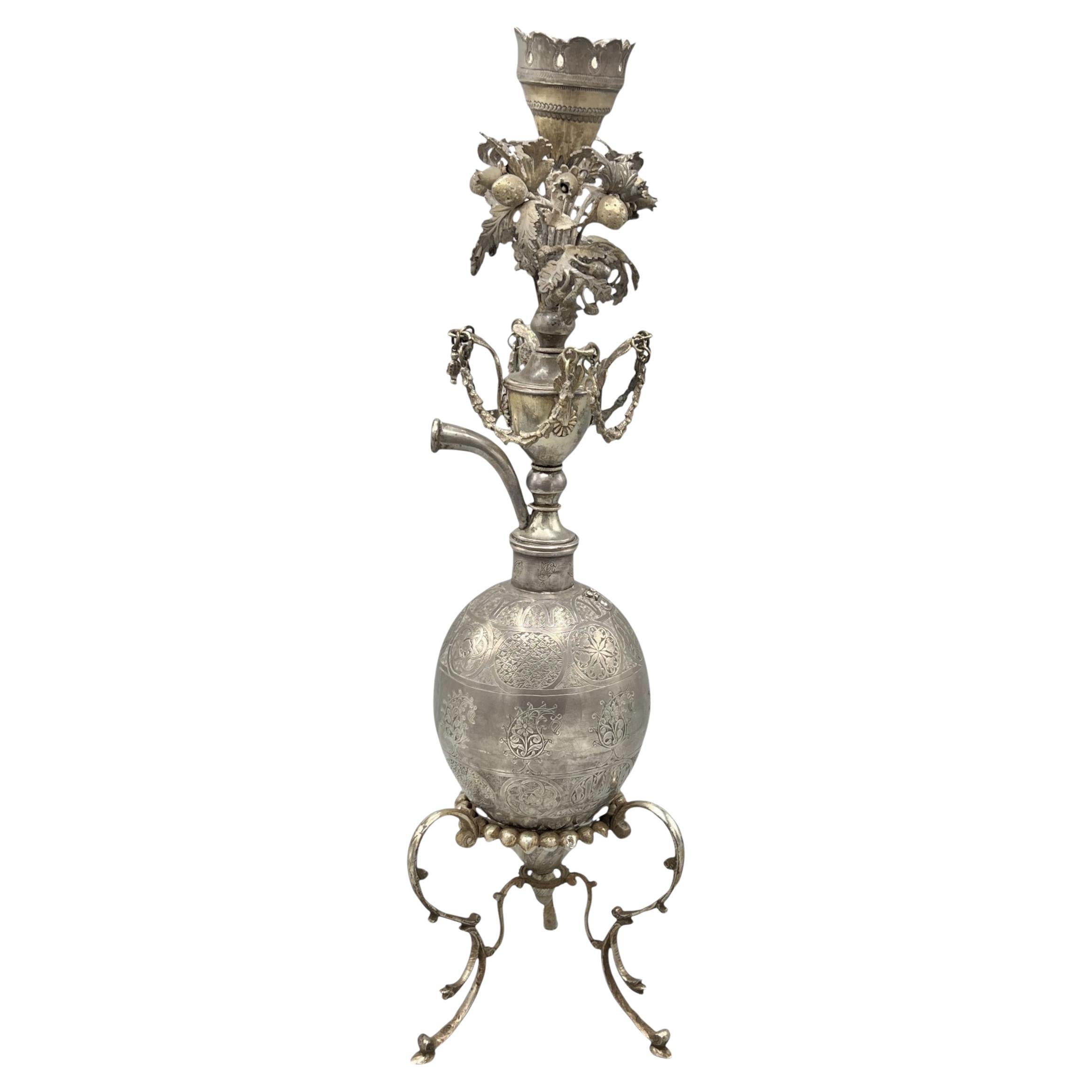 19th Century Ottoman / Turkish Silver Huqqa / Hookah