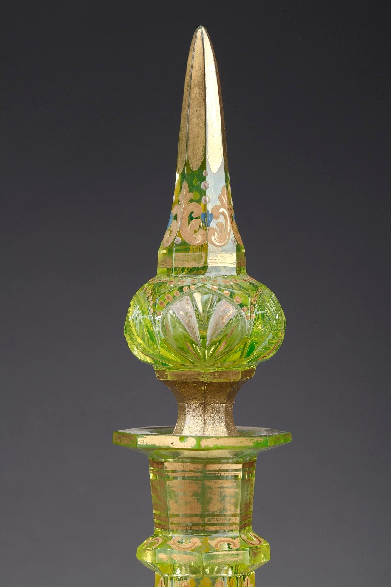 Bohemian 19th Century Ouraline Glass Decanter, Bohemia