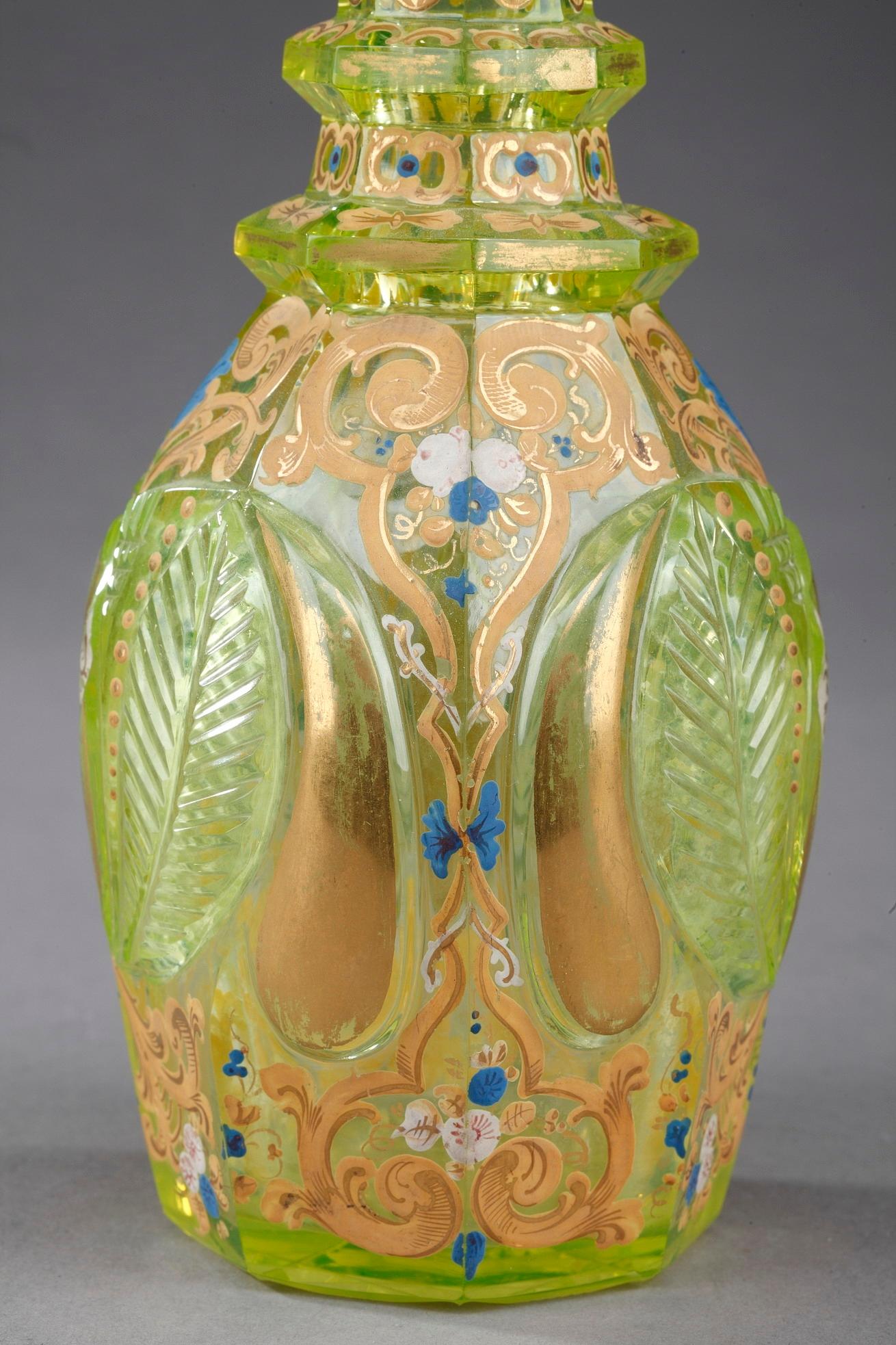 19th Century Ouraline Glass Decanter, Bohemia 1