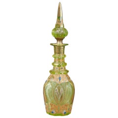 Antique 19th Century Ouraline Glass Decanter, Bohemia