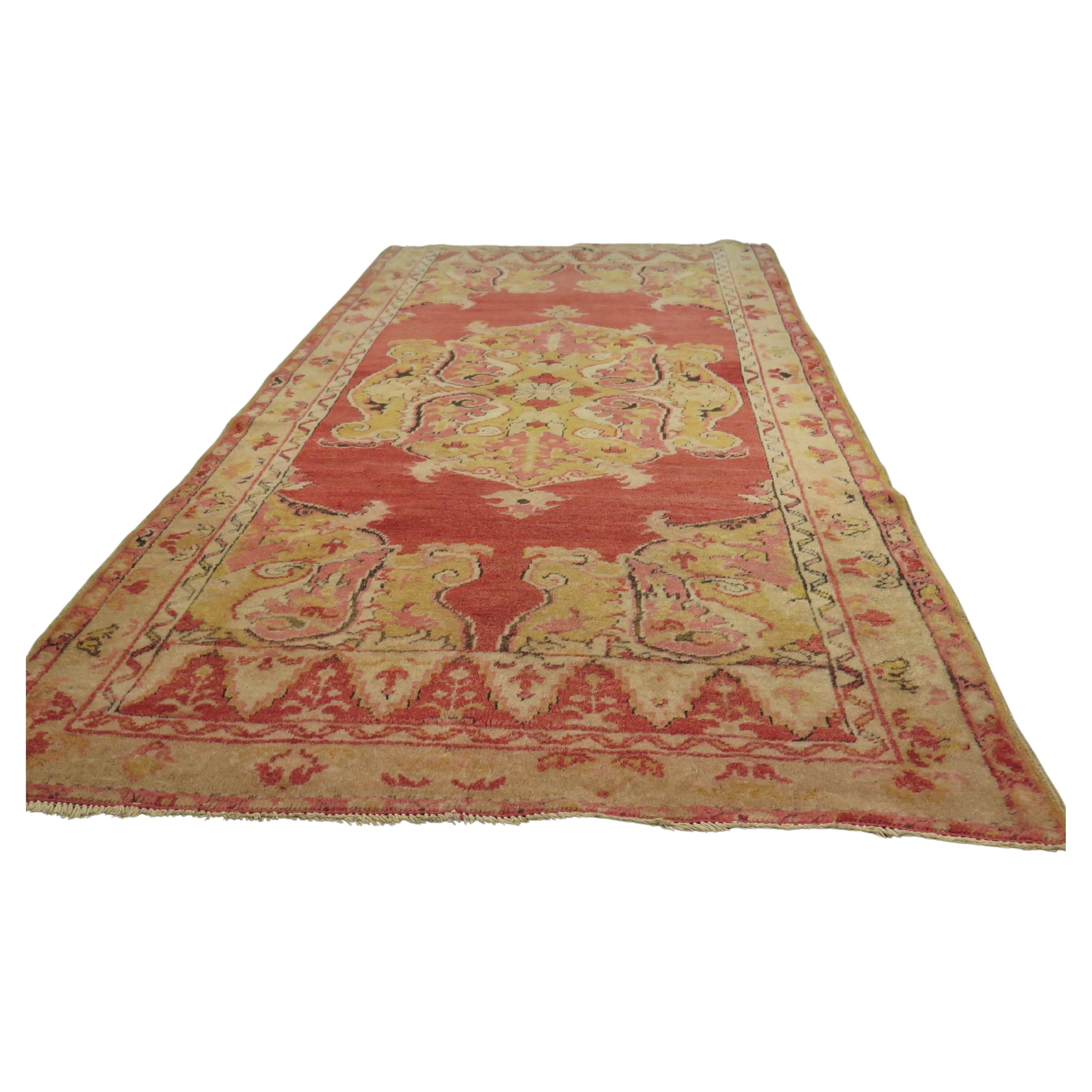 19th Century Oushak Accent Rug For Sale